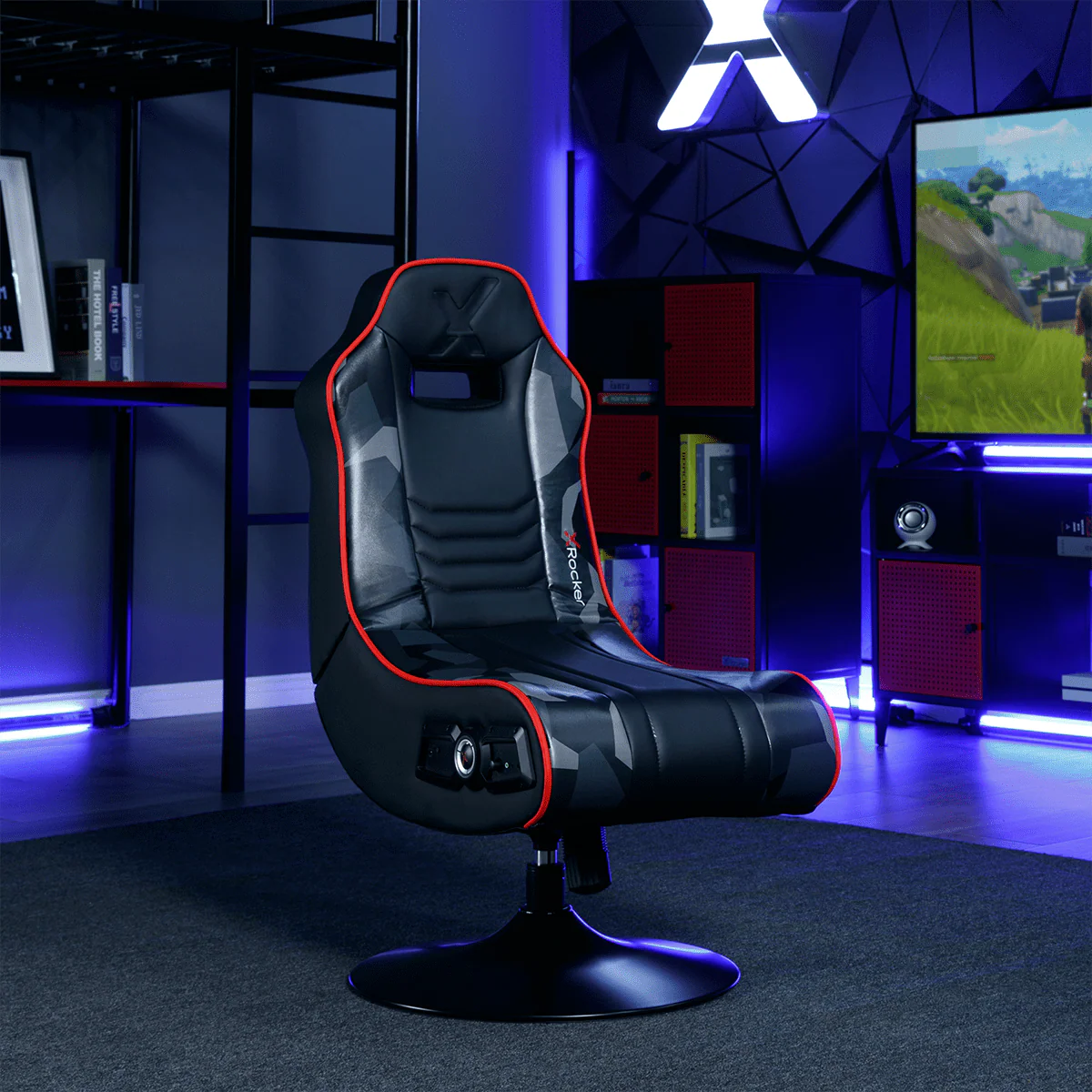X Rocker Bolero Jr 2.1 Audio Pedestal Gaming Chair, Black PU 26.77" x 24.41" x 36.81" - image 1