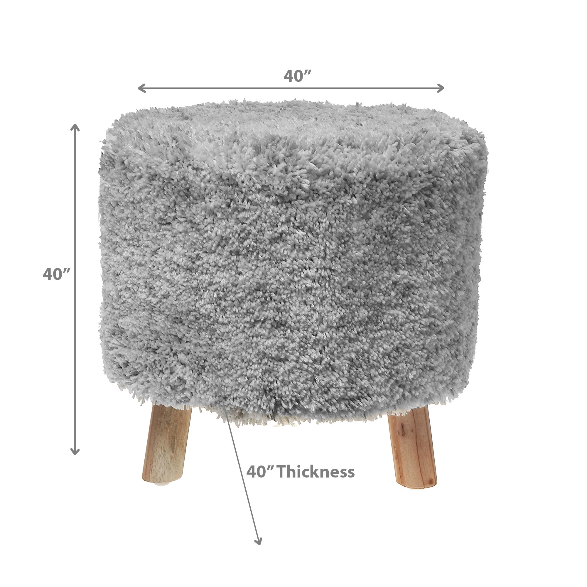 Maison Concepts Long Sag Handwoven Pouf Wooden Stand Light Grey (Multi) 40" X 40" X 40" - image 7