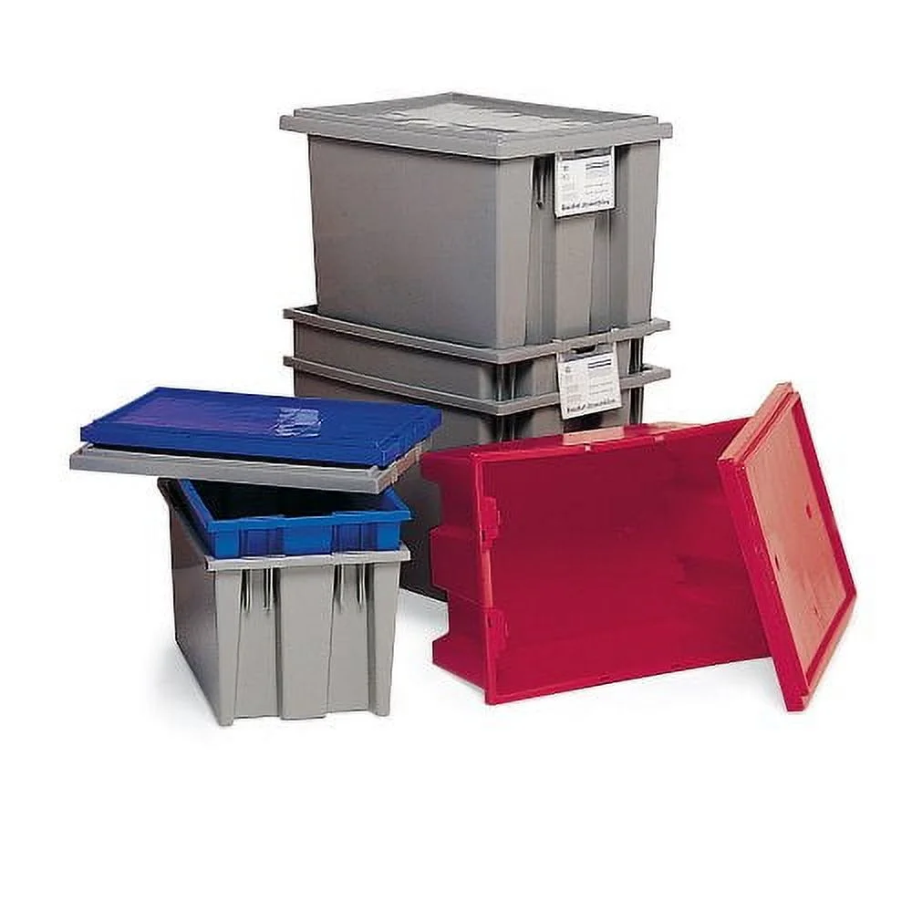 Global Industrial 5248502 Plastic Stack & Nest Storage Container No Lid - 19.5 x 15.5 x 13 in. - Red - image 4