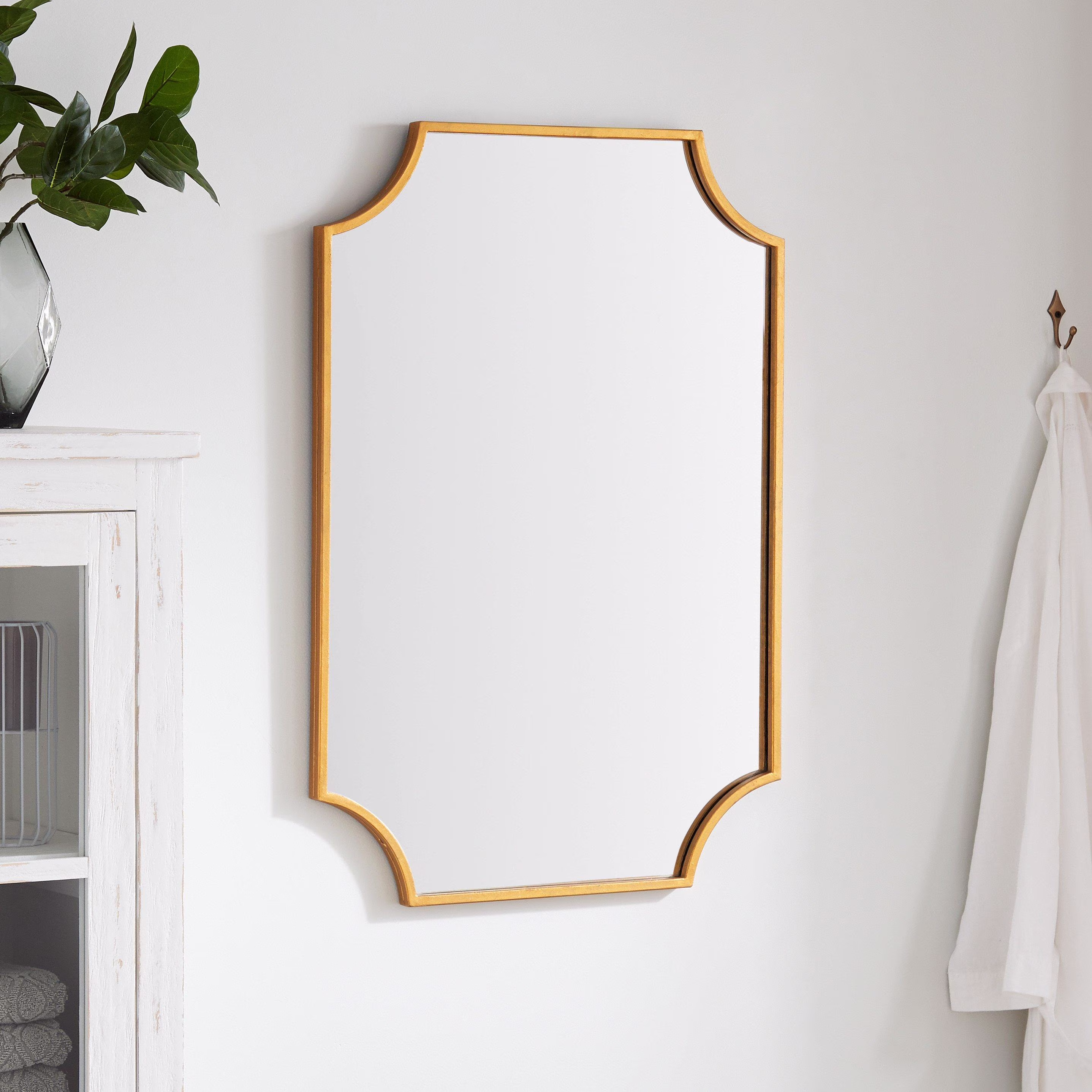 34" x 24.25" x 1" Wall Bathroom Vanity Mirror -IRON, MIRROR & ACRYLIC BACK- Gold Leaf -GL - image 6