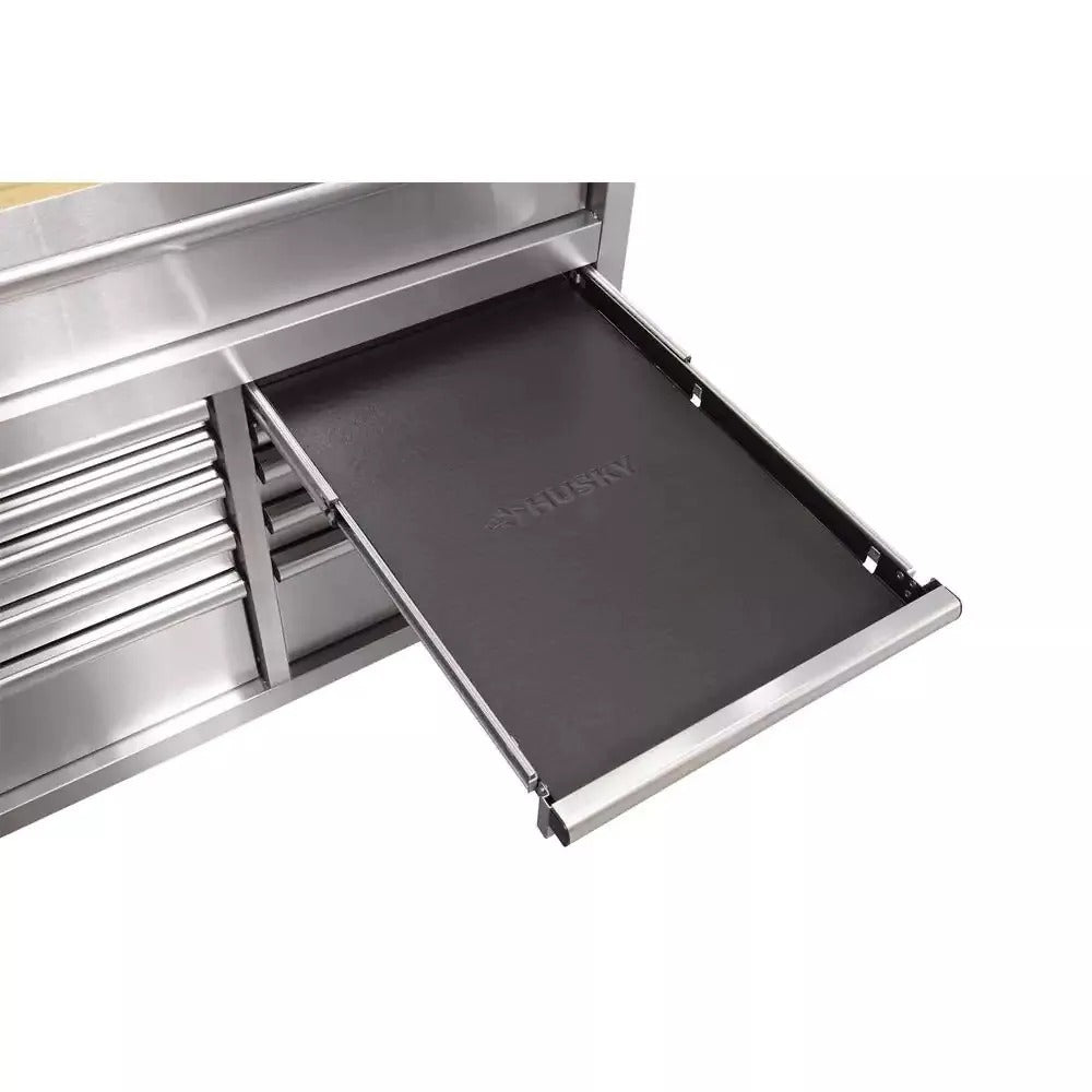 72 Inch Mobile Workbench with 18 Drawers - Stainless Steel Rolling Tool Cabinet with Wood Top - product image 8
