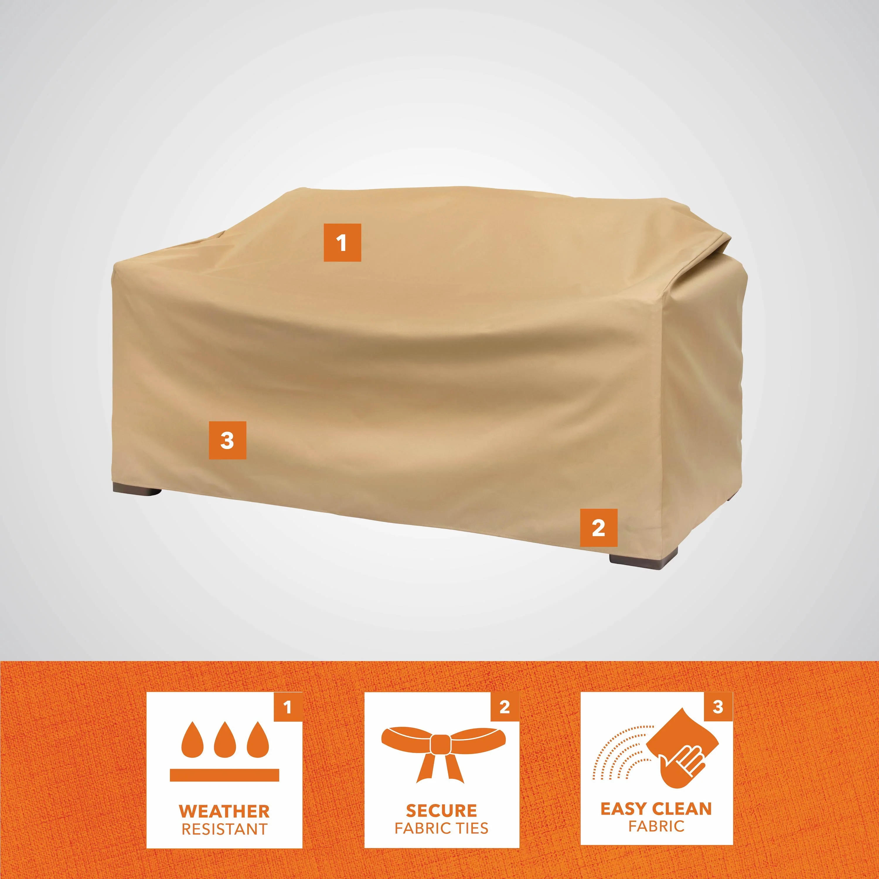 Modern Leisure Basics Patio Loveseat Cover, 2-Pack, 55"L X 33"W X 38"H, Khaki - image 8