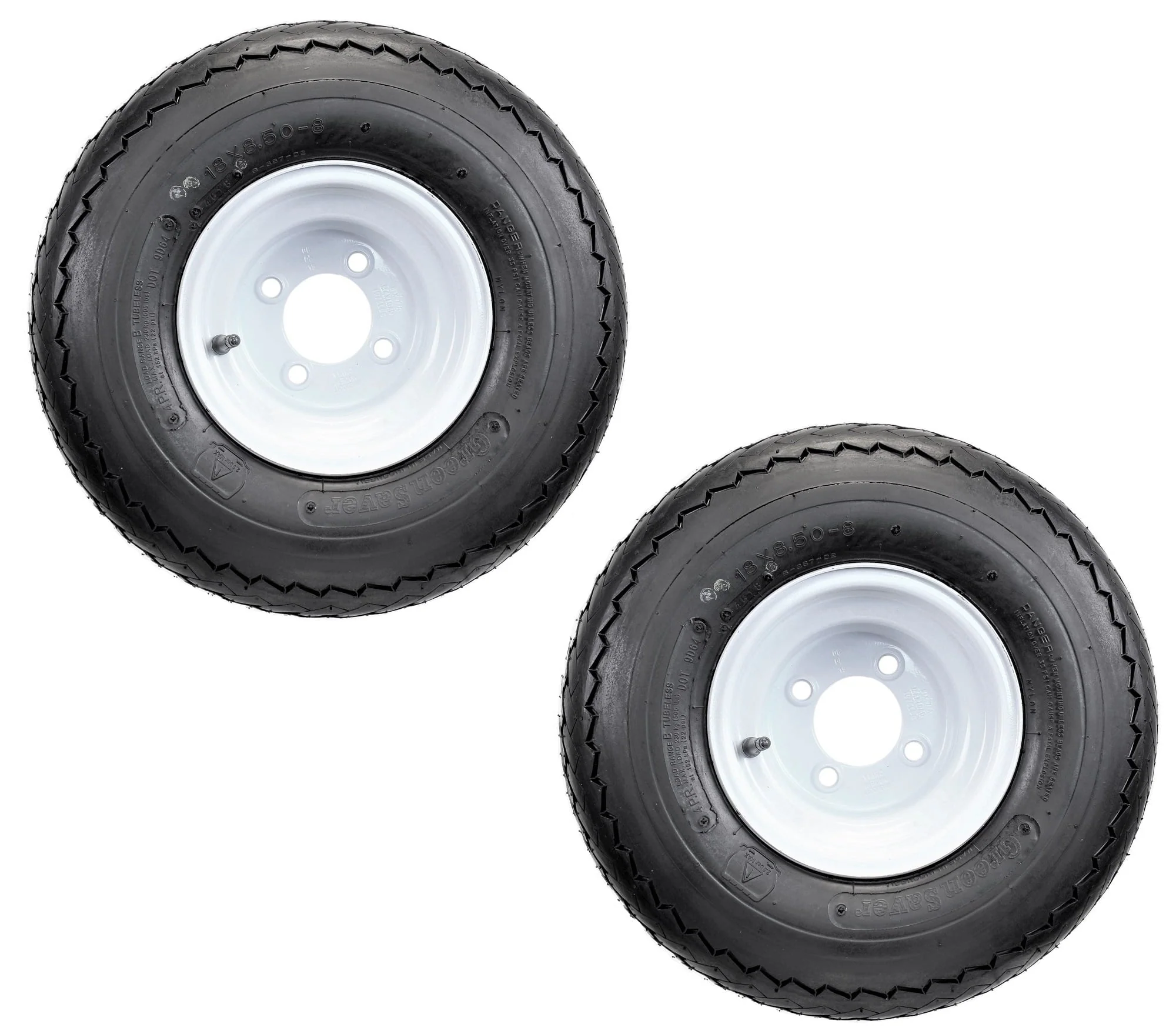 2-Pk eCustomrim 90002 Golf Cart Tires On Rims 18X8.50-8 18 x 8.50 x White 4 Lug - image 1