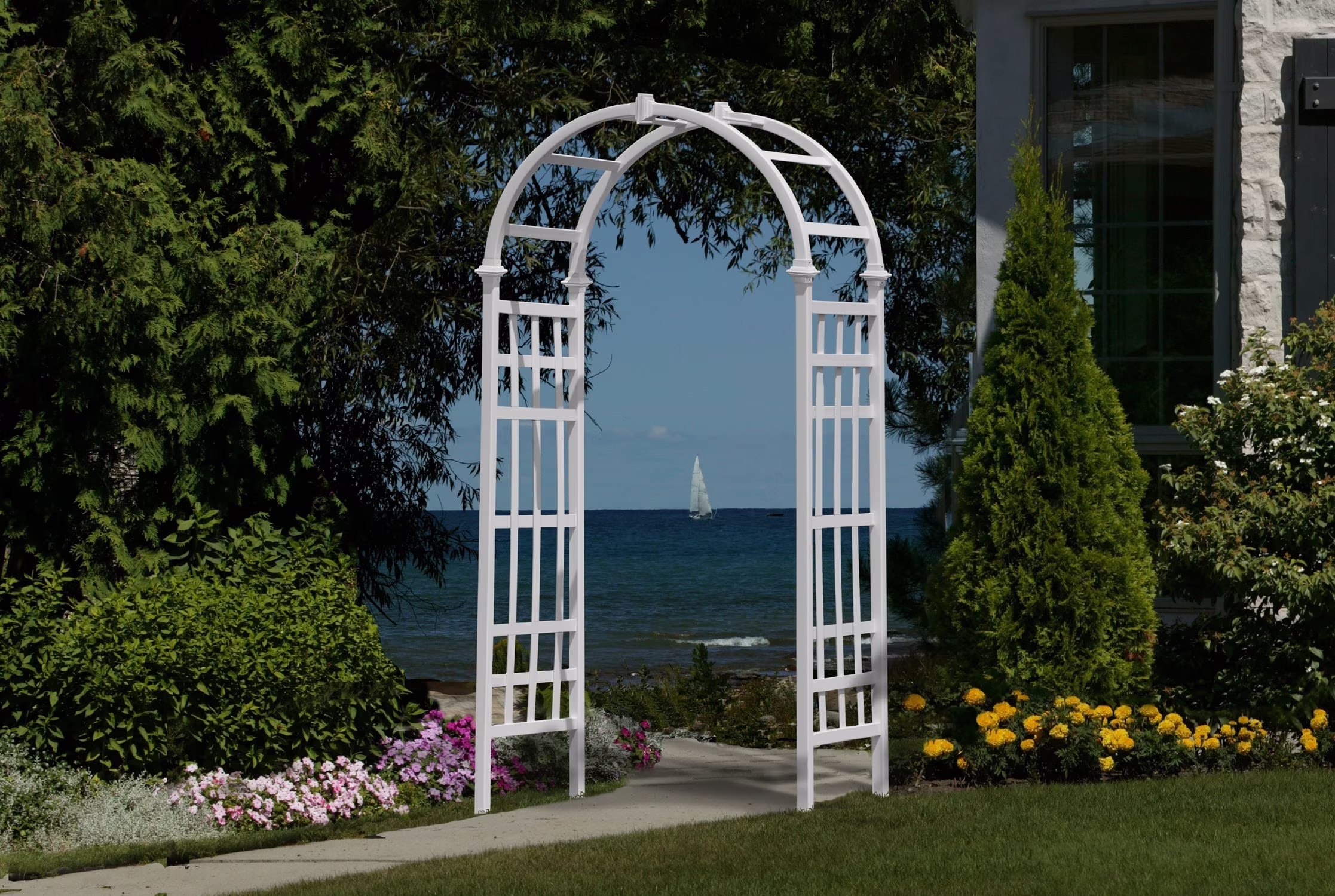 Vita 39 in L x 23 in W x 81 in H Athens Vinyl Arbor, White, VA68111 - image 1