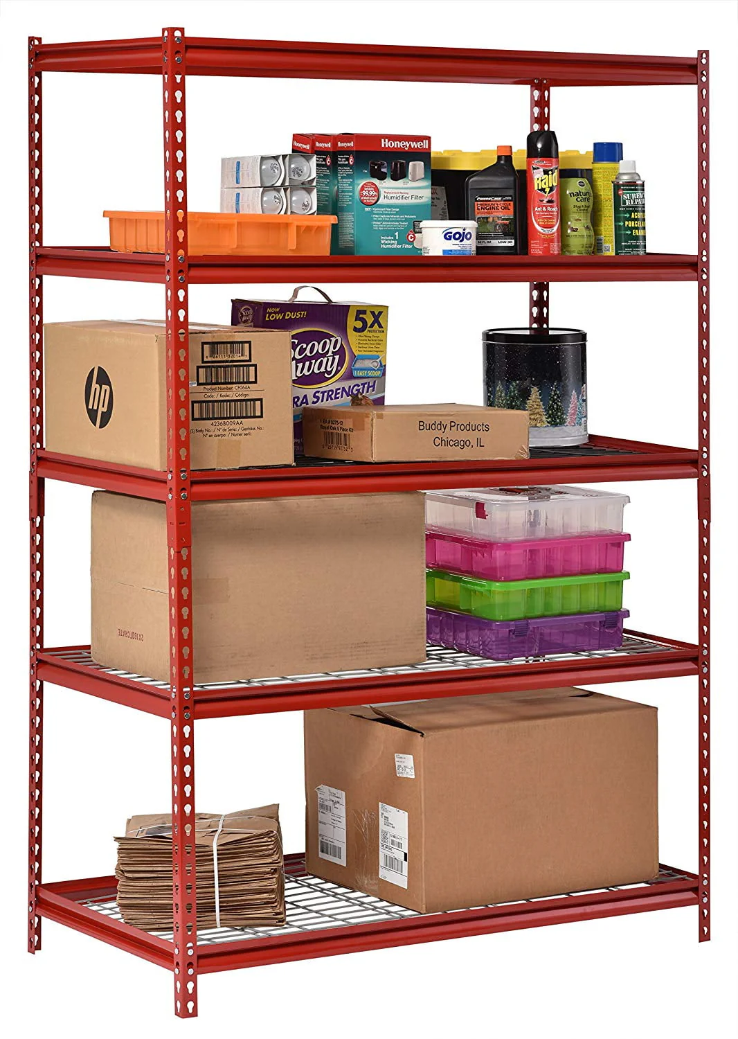 Muscle Rack 48"W x 24"D x 72"H 5-Shelf Steel Shelving, Red - image 3
