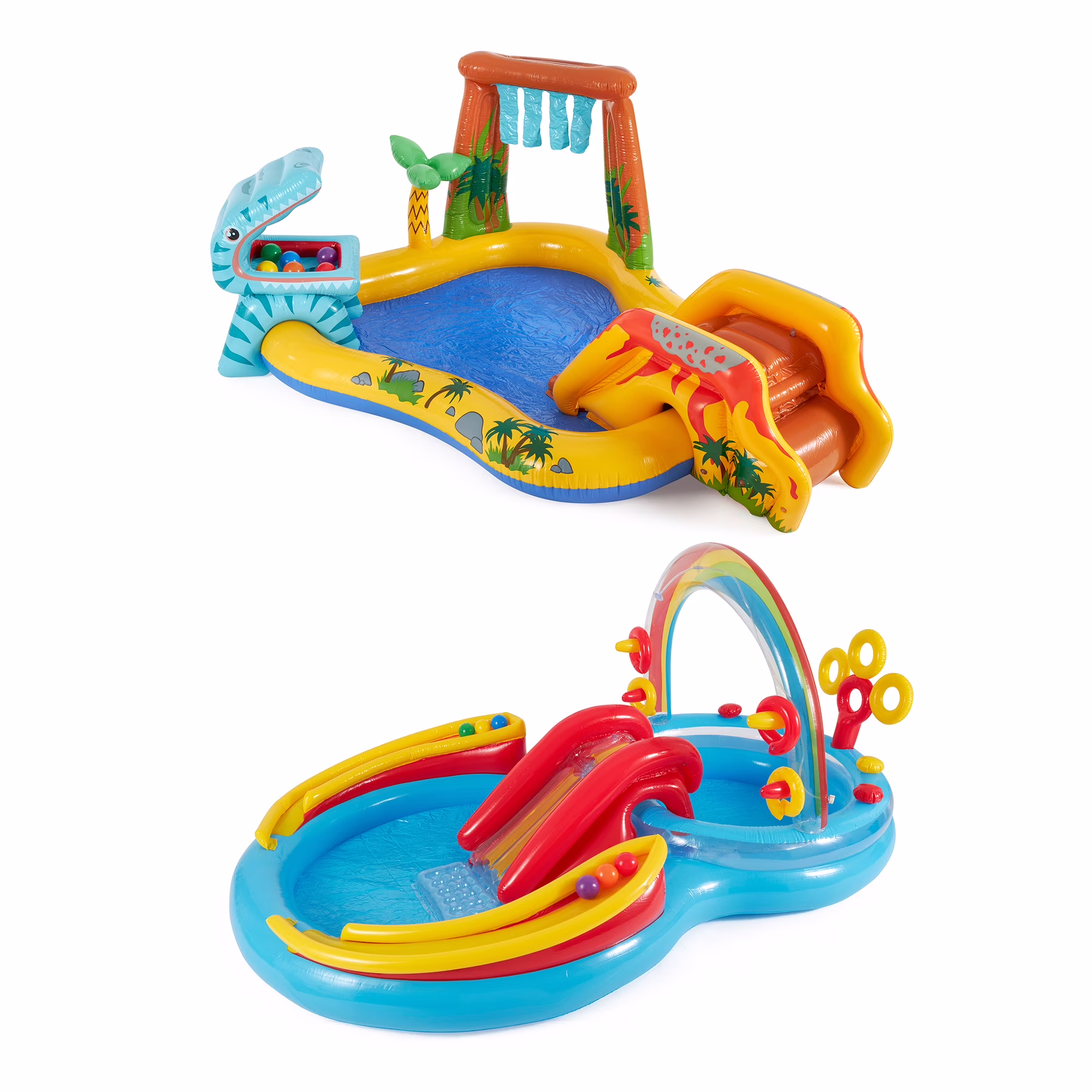 Intex 8ft x 6.25ft x 43in Dinosaur Play Pool & Inflatable Rainbow Play Pool - image 1