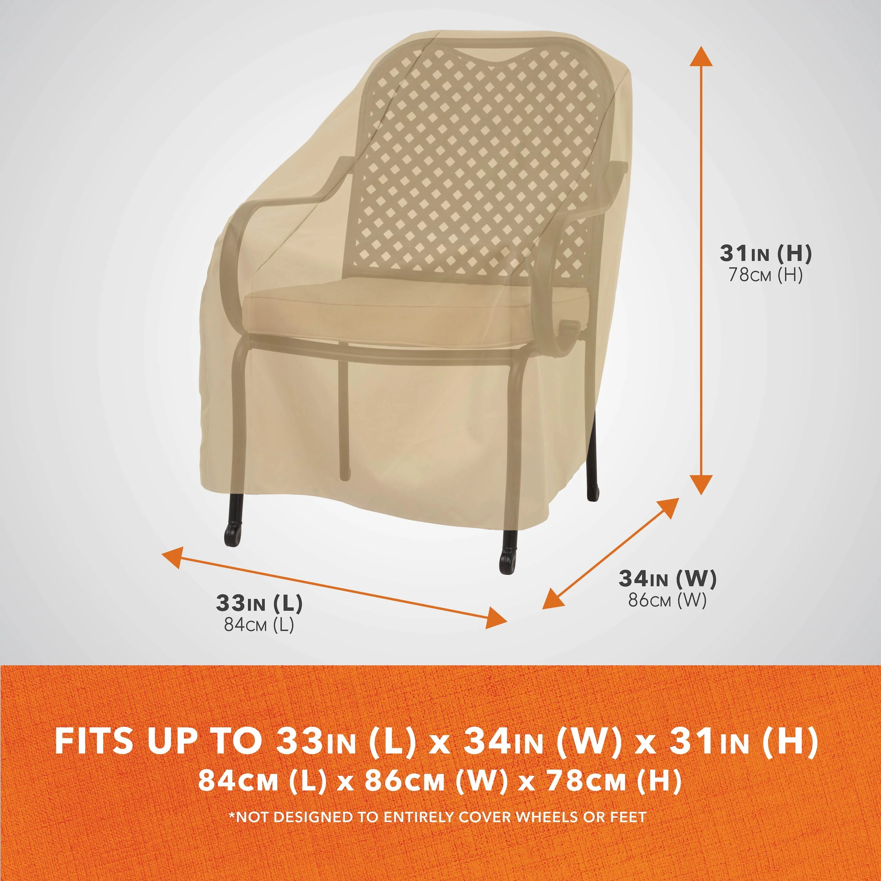Modern Leisure Basics Patio Chair Cover, 33"L X 34"W X 31"H, Khaki - image 8
