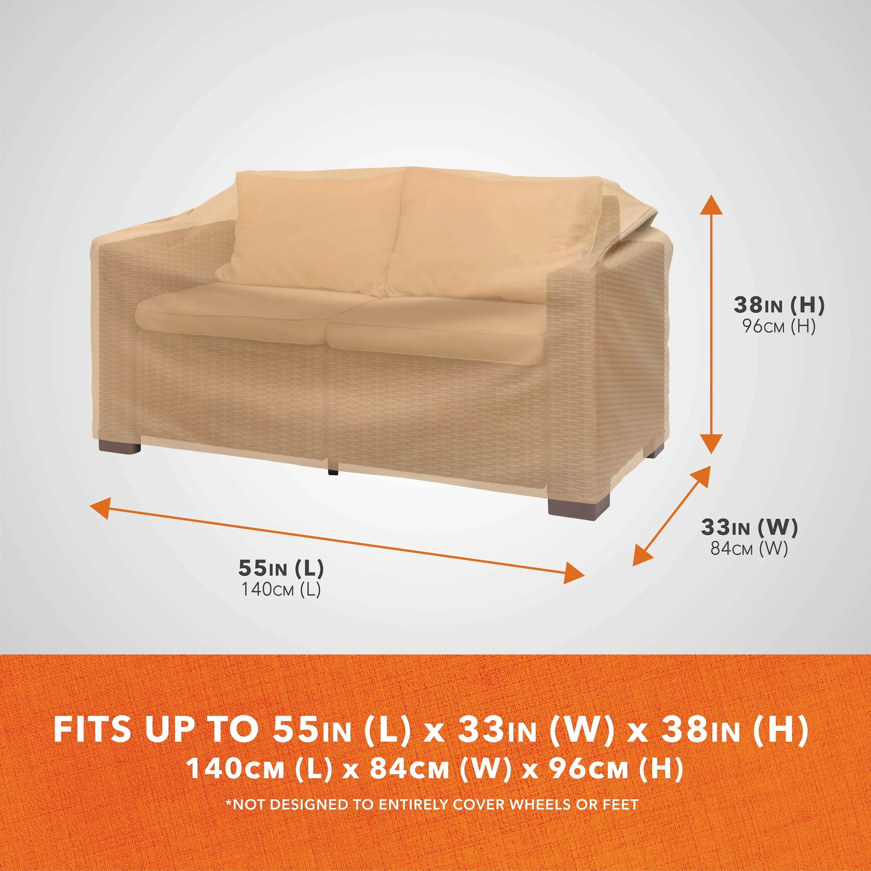 Modern Leisure Basics Patio Loveseat Cover, 2-Pack, 55"L X 33"W X 38"H, Khaki - image 7