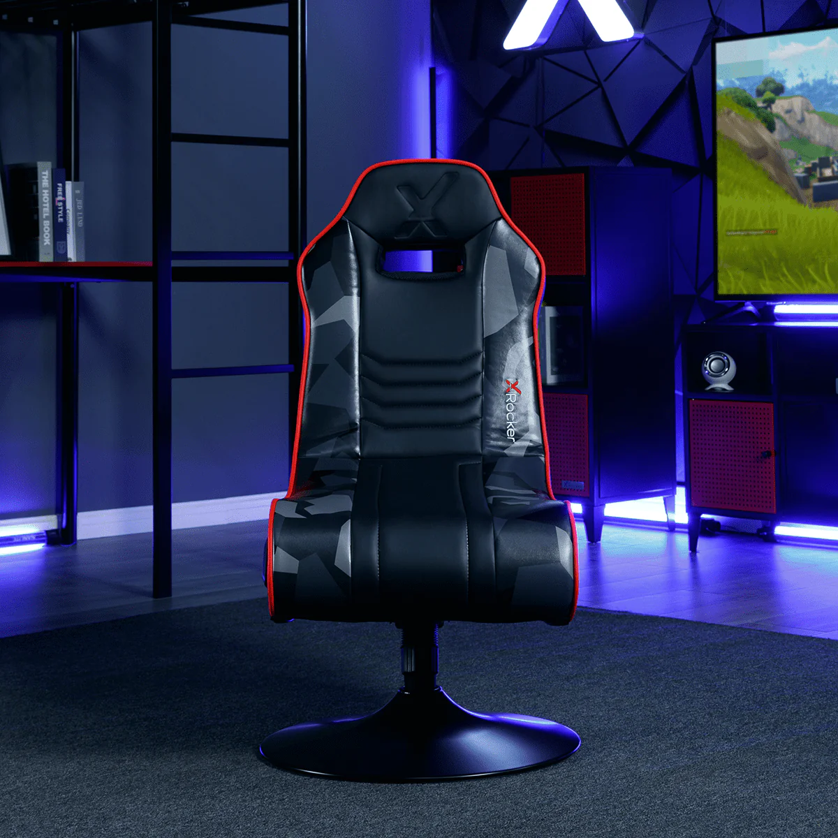 X Rocker Bolero Jr 2.1 Audio Pedestal Gaming Chair, Black PU 26.77" x 24.41" x 36.81" - image 3