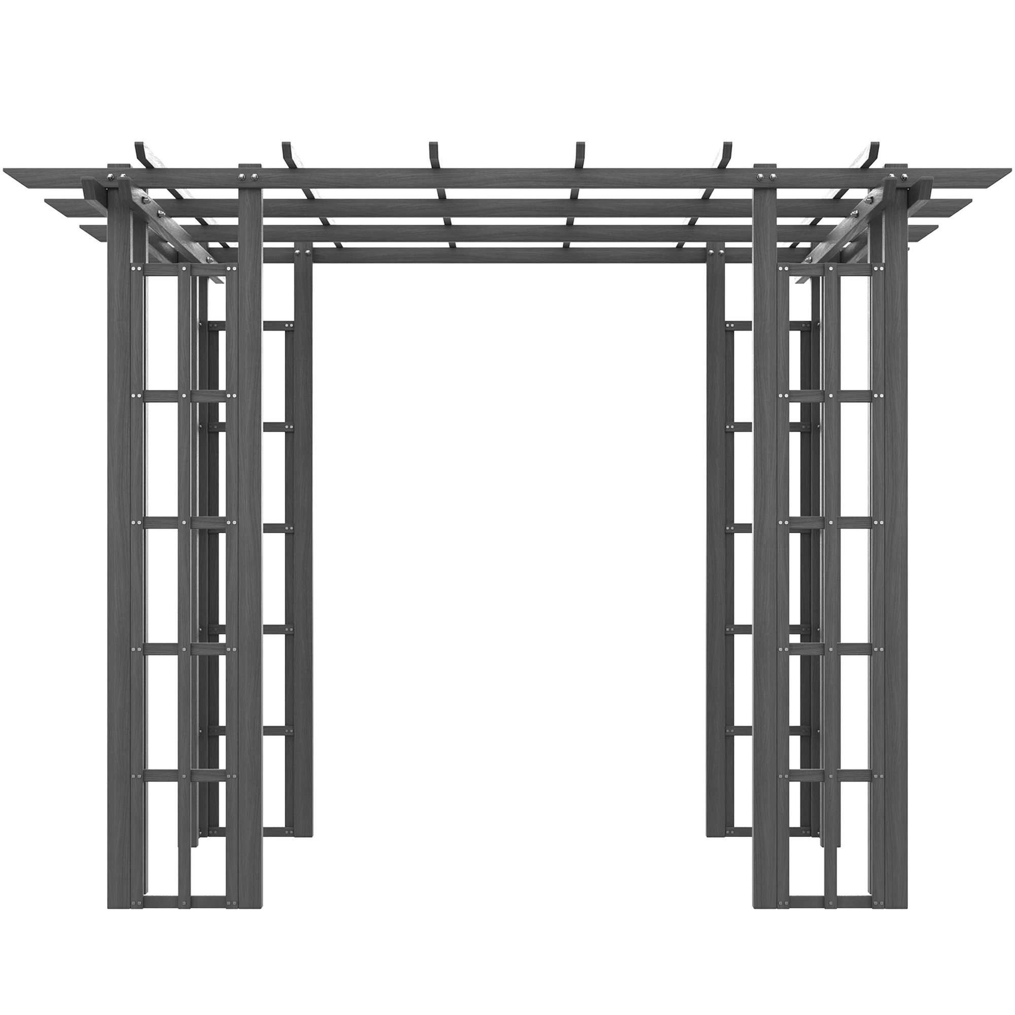 Outsunny 9' x 9' x 7' Dark Grey Vinyl Pergola, Flat Top, Adjustable Canopy - image 8