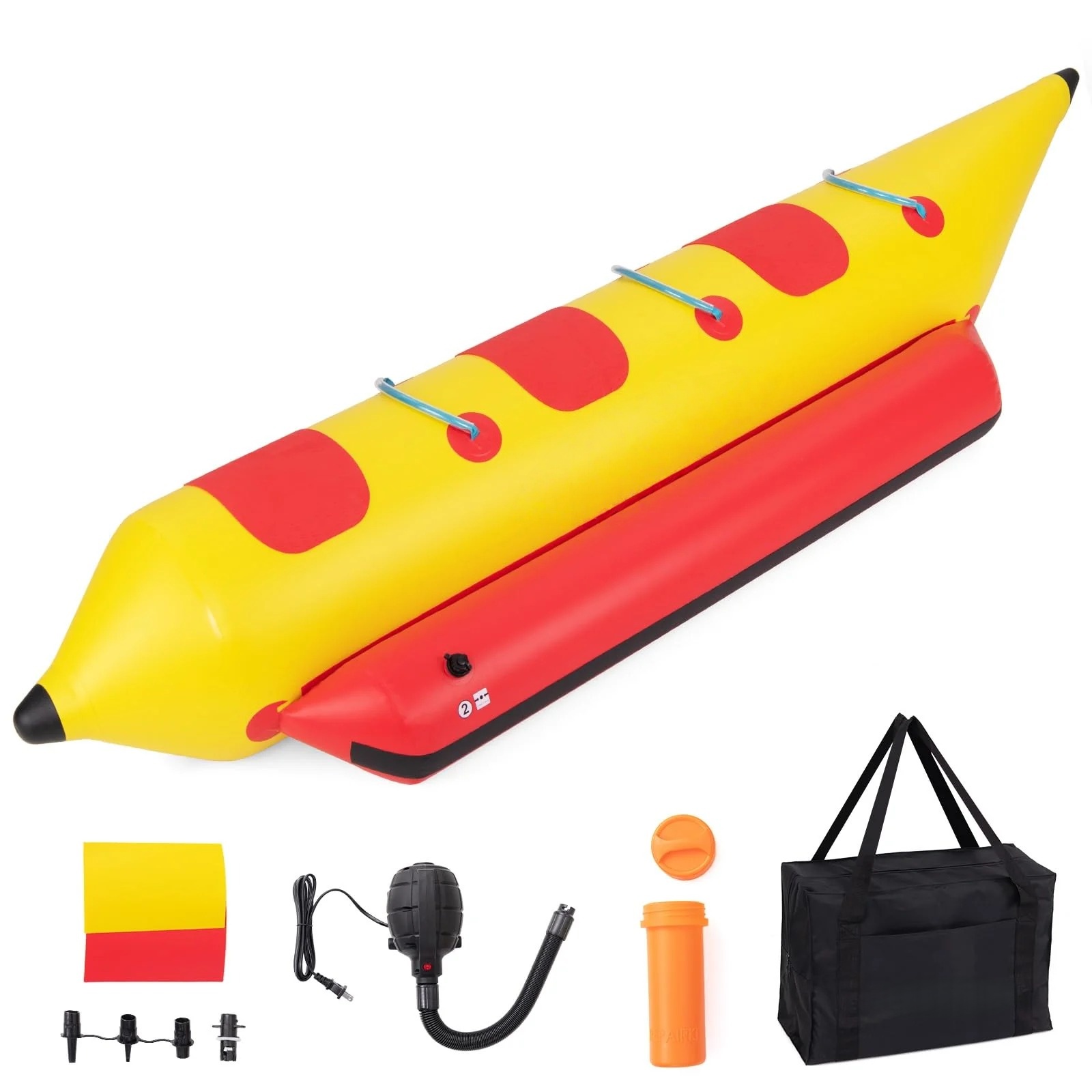 3 Person Inflatable Banana Boat Towable Tube - Heavy Duty PVC Water Sports Tube with Electric Pump & Carry Bag - product image 1