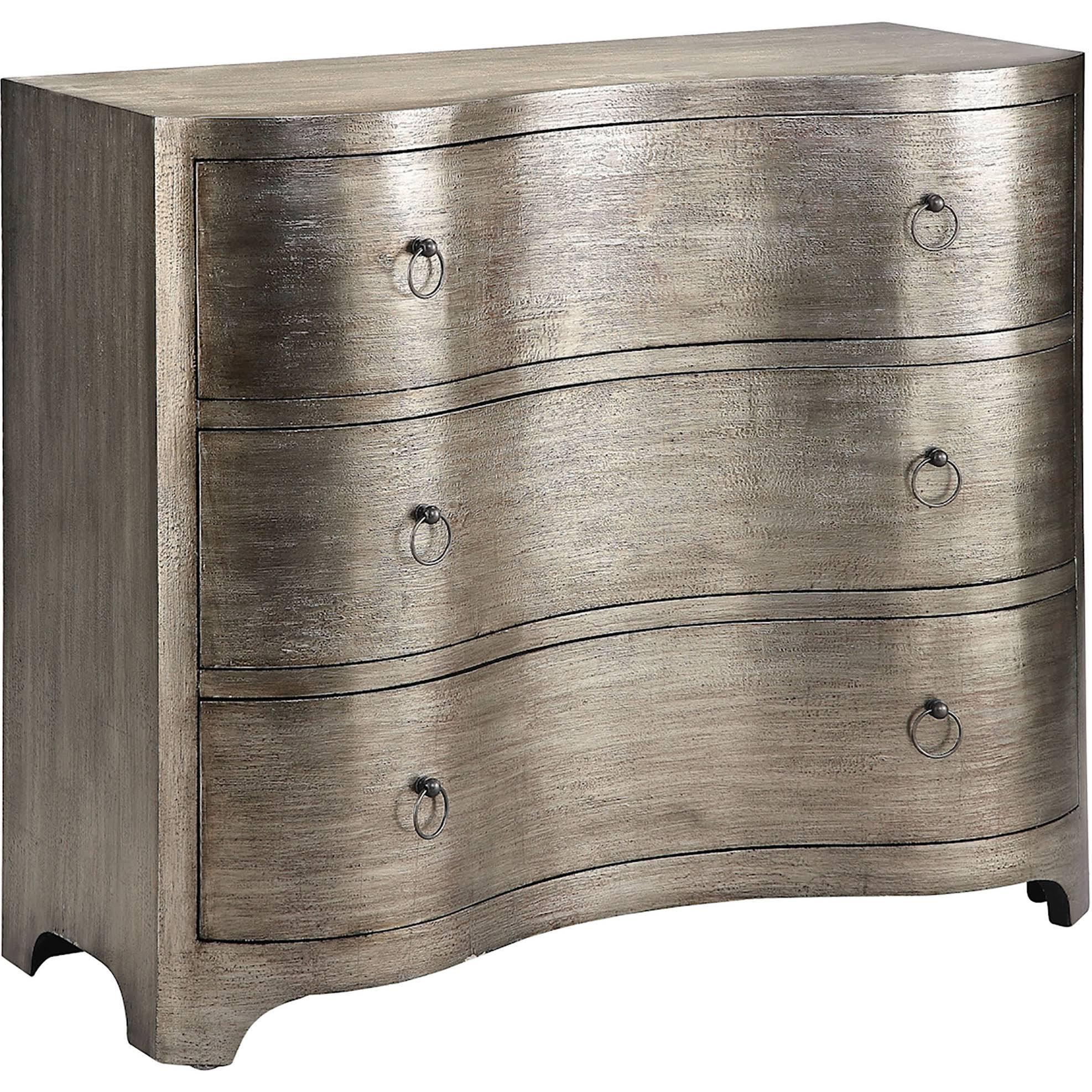 Gretta 3 Drawer Chest - Hand Painted Metallic Wood Storage Cabinet with Ring Handles - product image 1