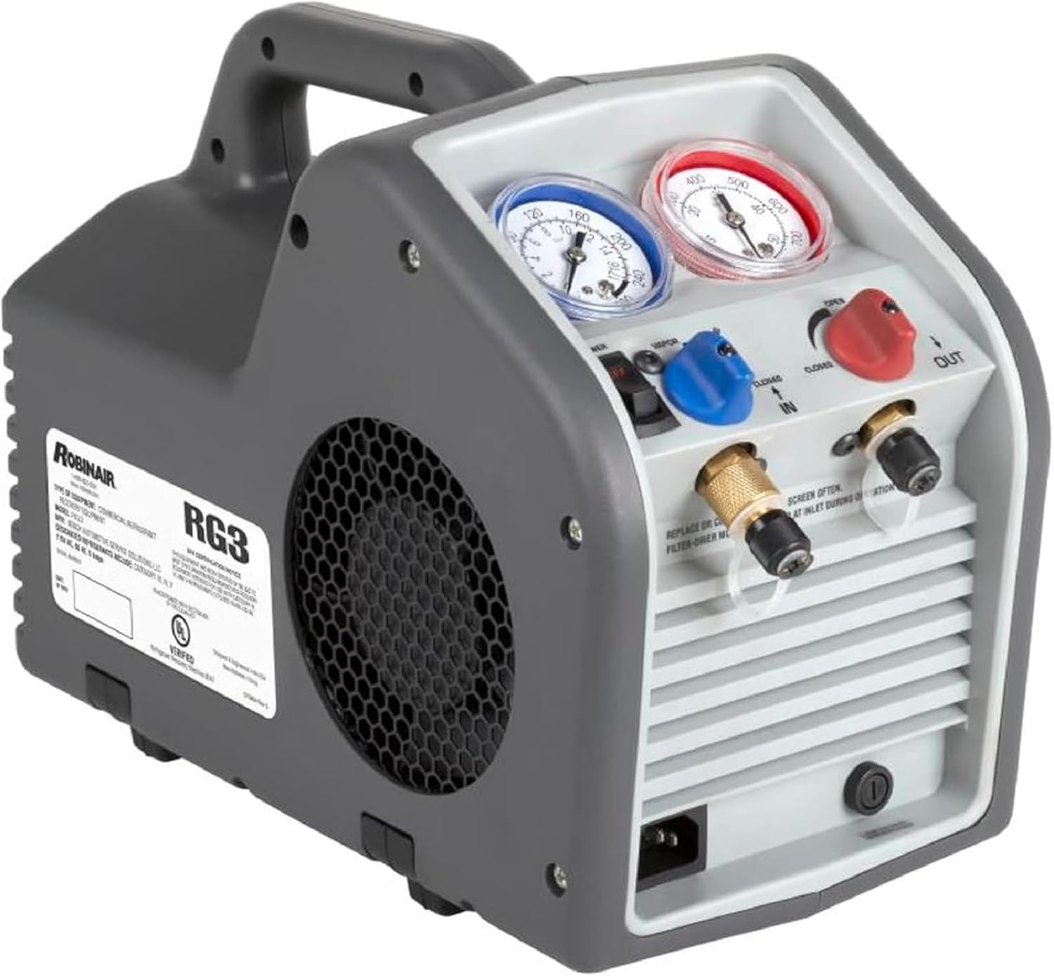 (Portable Refrigerant Recovery Machine 115V, 60Hz, for Both Liquid and Vapor Refrigerant, White-Robinair - product image 1