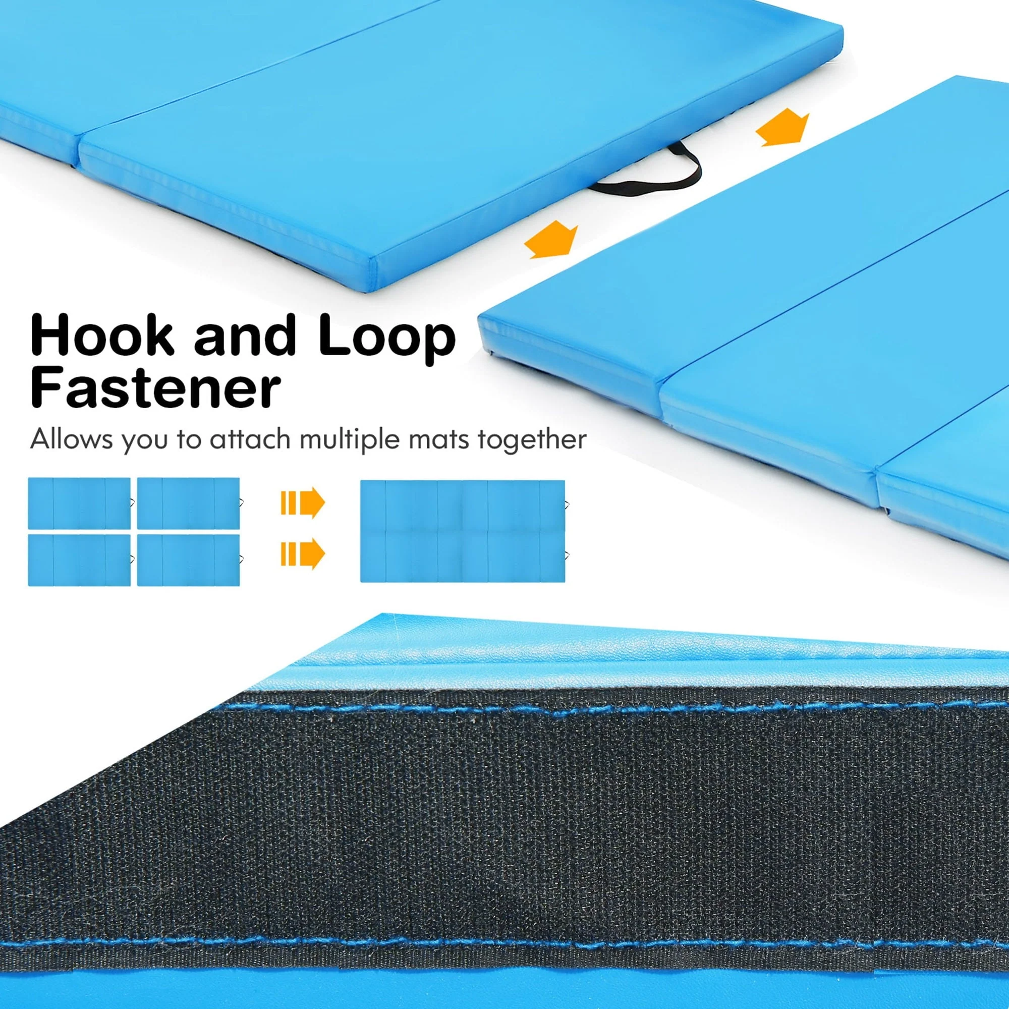 Gymax 8' x 4' x 2'' Folding Gymnastics Tumbling Mat Thickened Exercise Mat Blue - image 8