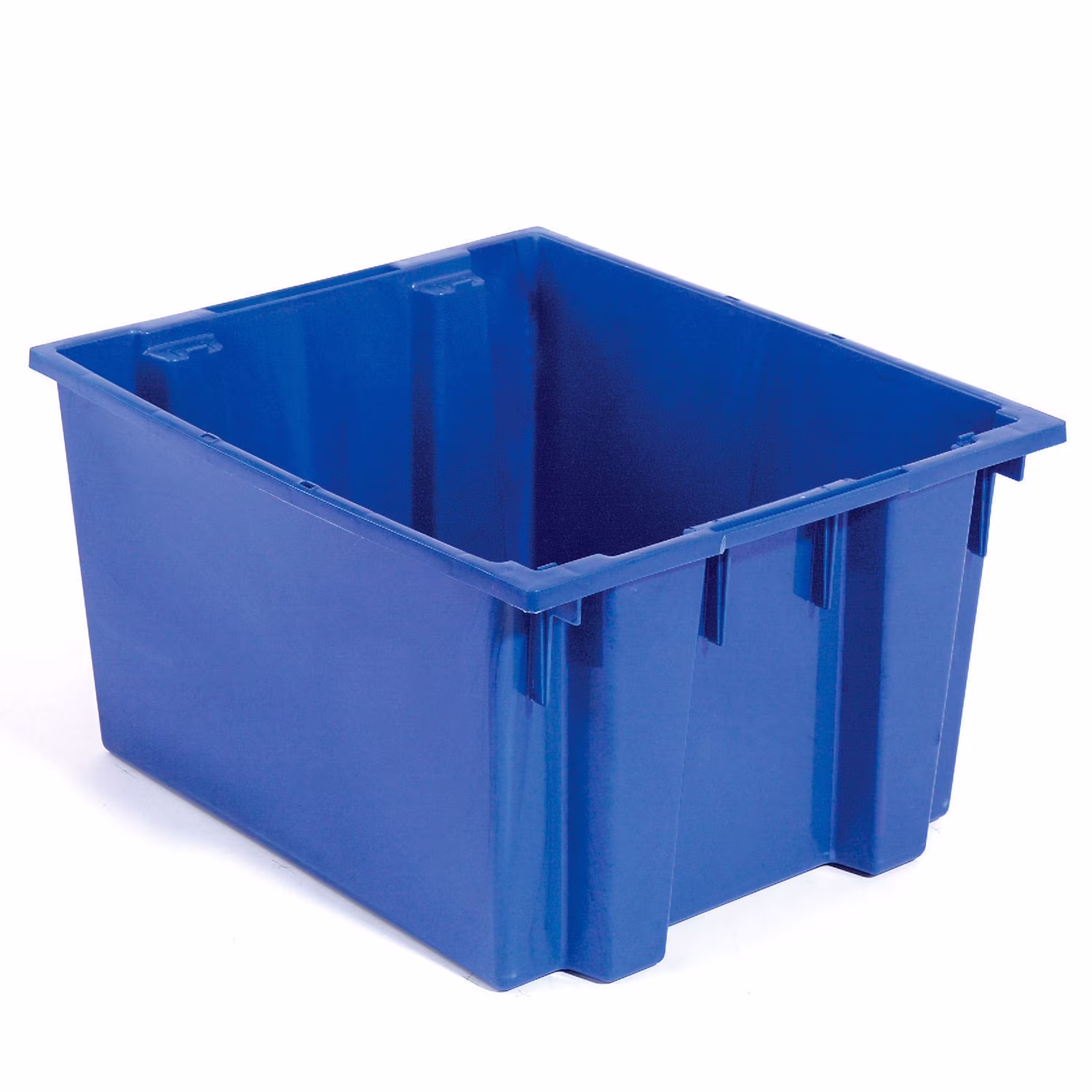 Global Industrial 274318BL Plastic Stack & Nest Storage Container - No Lid - 23.5 x 19.5 x 13 in. - Blue - image 1