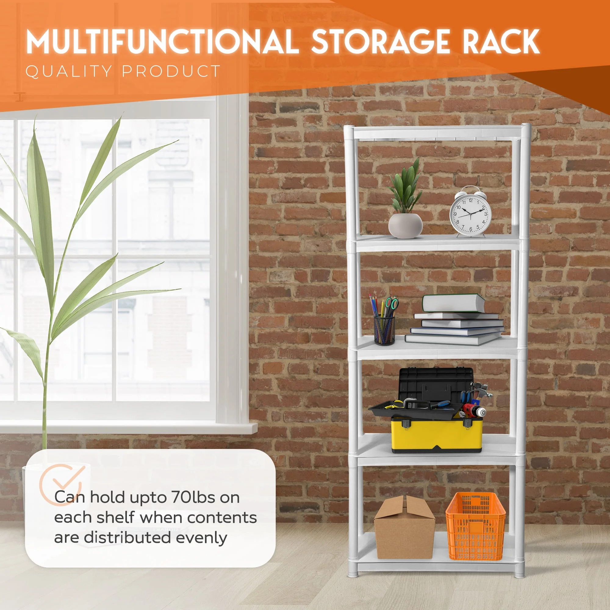 Juggernaut Storage 30"W x 14"D x 75.5"H 5-Shelf Garage Shelves, White - image 3