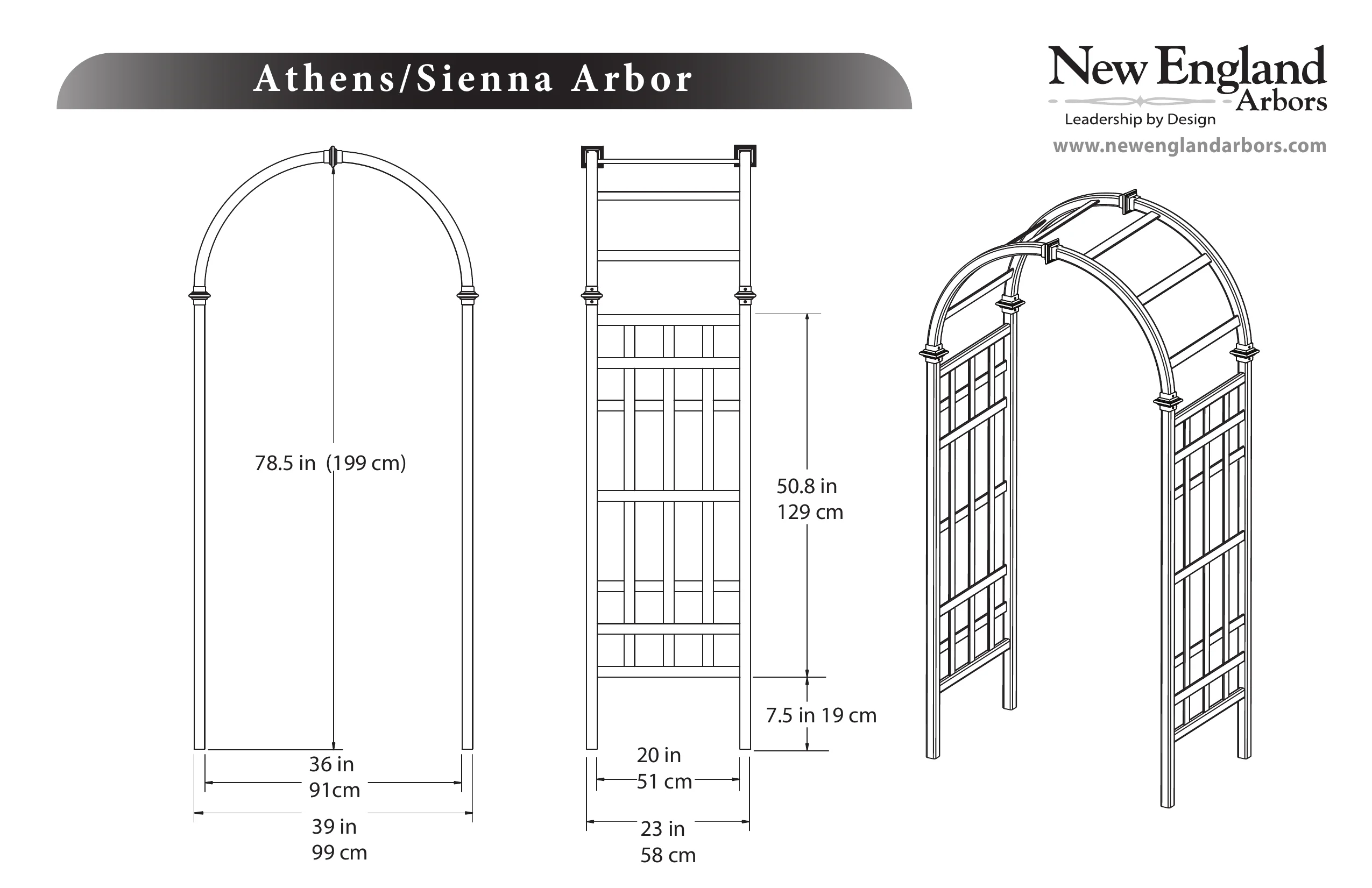 Vita 39 in L x 23 in W x 81 in H Athens Vinyl Arbor, White, VA68111 - image 2