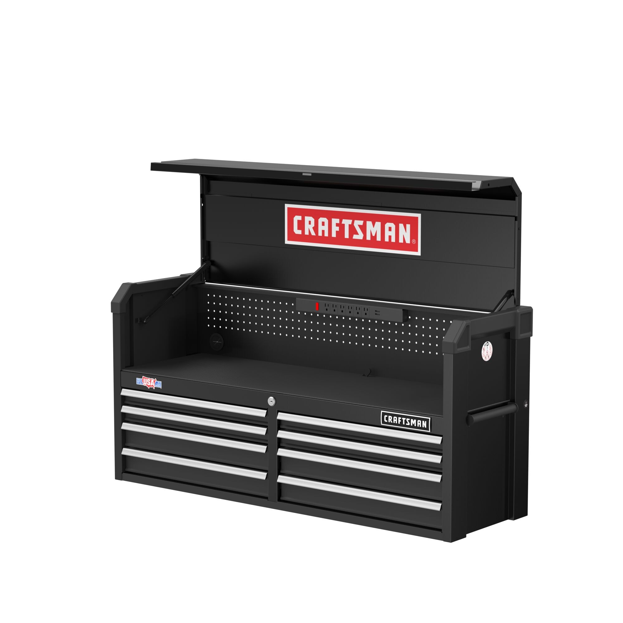 CRAFTSMAN 52-Inch 8-Drawer Steel Tool Chest with Power Strip, Pegboard Storage & Soft-Close Drawers - product image 2