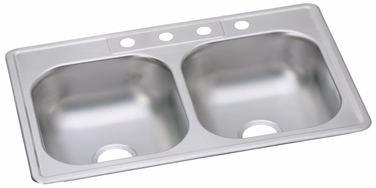 Elkay DD233224 22 Gauge Stainless Steel Double Bowl Top Mount Kitchen Sink, 33 x 22 x 7.0625 - image 4