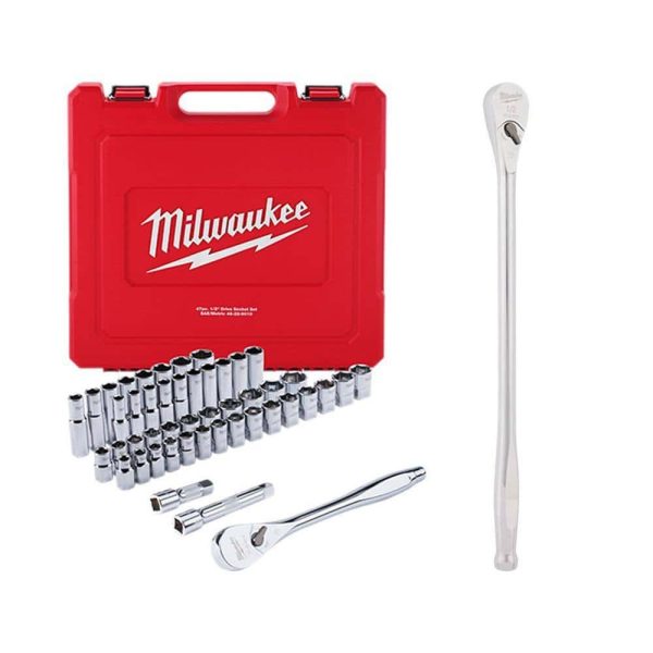 1/2 in. Drive SAE/Metric Ratchet and Socket Mechanics Tool Set with 1/2 in. Drive 18 in. Extended Ratchet (48-Piece) - product image 1