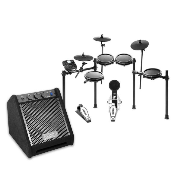 Electronic Drum Set with Mesh Pads, Dual-Zone Snare, 3 Cymbals, Drum Module & 25W Amplifier Kit - product image 1