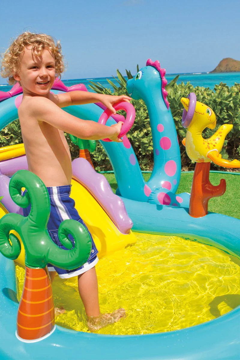 Intex 11' x 7.5' x 44" Dinoland Play Center Kiddie Swimming Pool w/ air pump - image 6