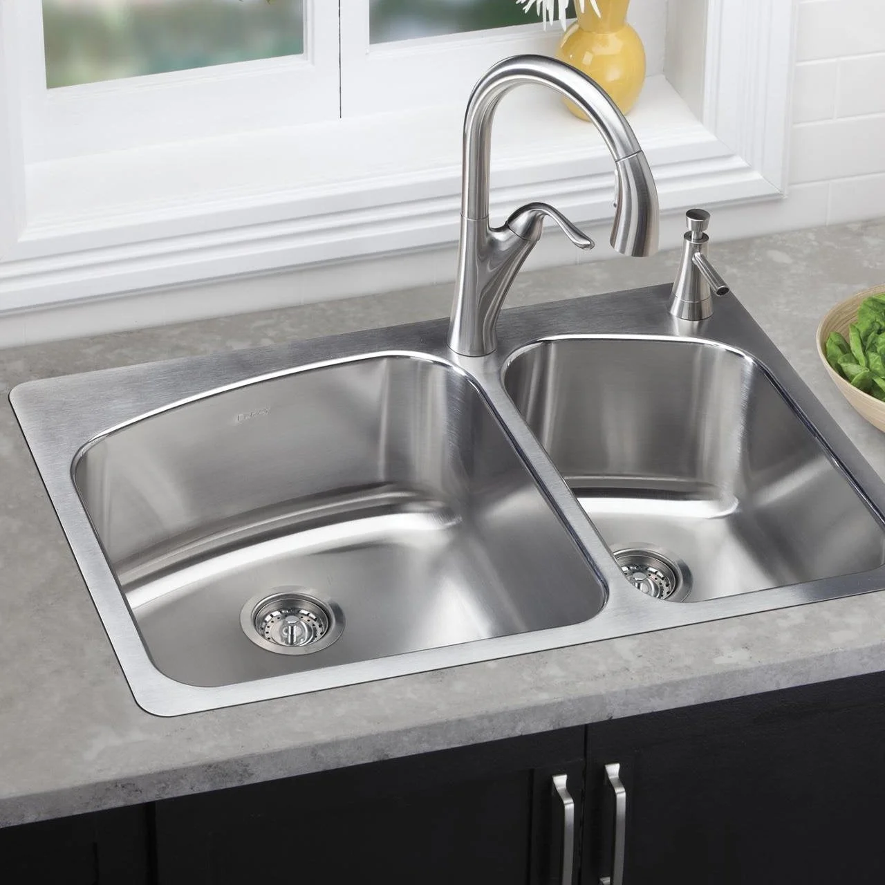 Elkay Dayton Stainless Steel 33" x 22" x 8", 60/40 Double Bowl Dual Mount Sink - image 8