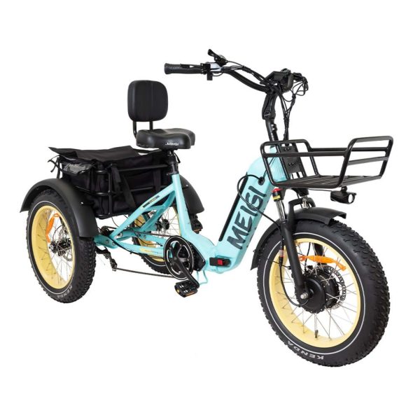 750W Foldable Electric Trike - 48V 14Ah Fat Tire 3 Wheel E-Bike with Baskets - product image 2