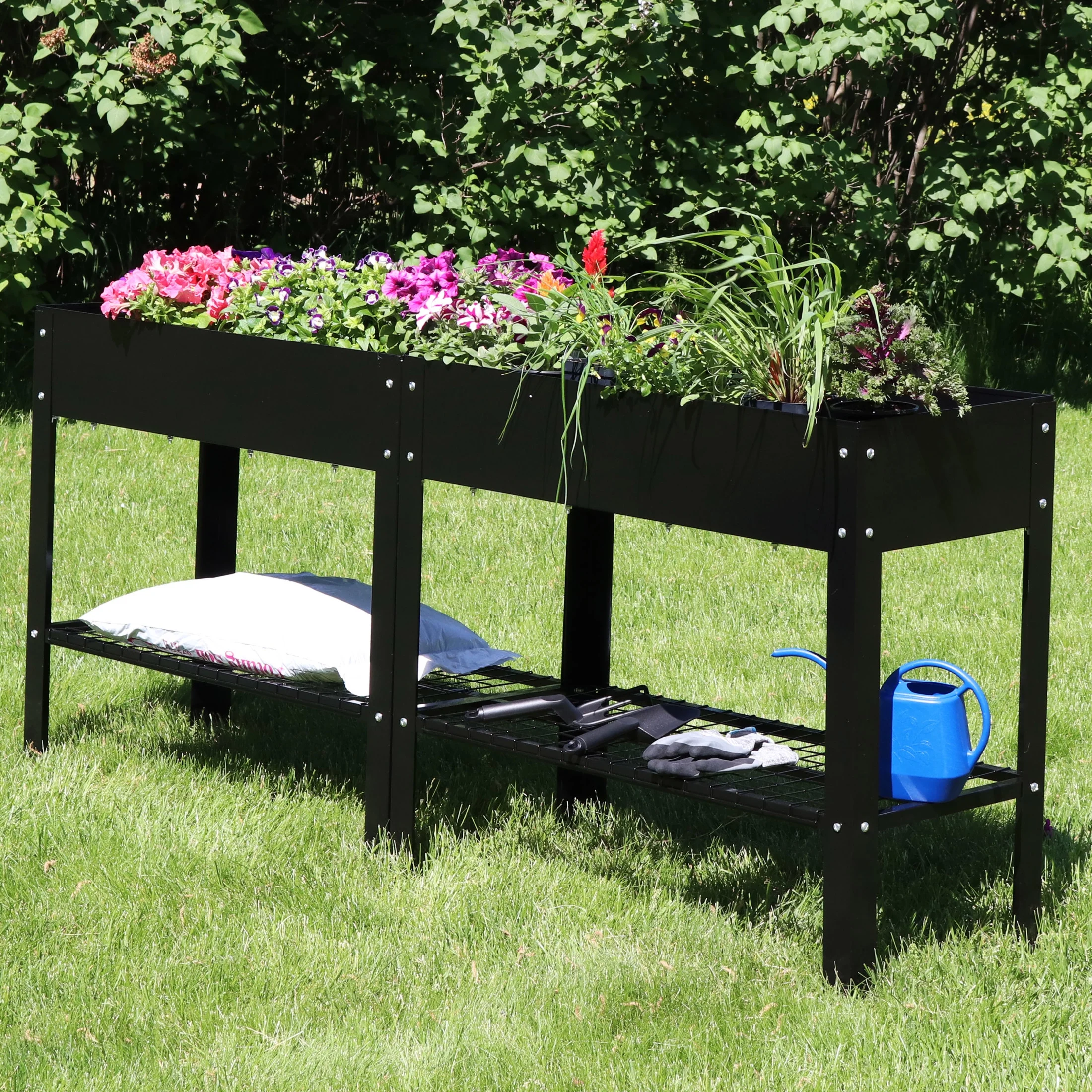 Sunnydaze 35.75" x 16" x 31.75" Black Galvanized Steel Raised Garden Bed, Set of 2 - image 8