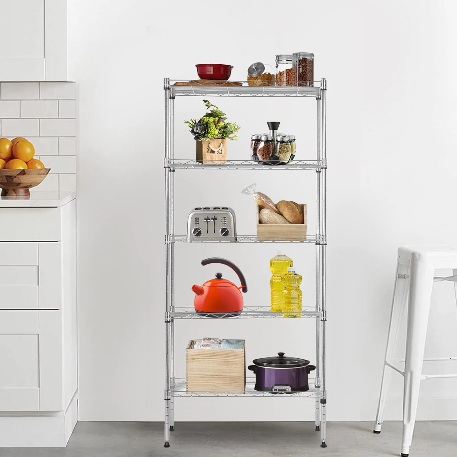 FDW Adjustable Storage Shelves Metal Storage Shelf(Chrome, 21.5L x 11.6W x 47.6H) - image 7