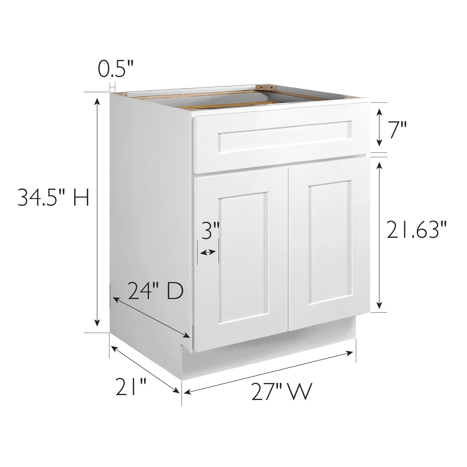 Design House Brookings Assembled Shaker Base Kitchen Cabinet (27" x 34.5" x 24", Sherwin Williams? White - image 6