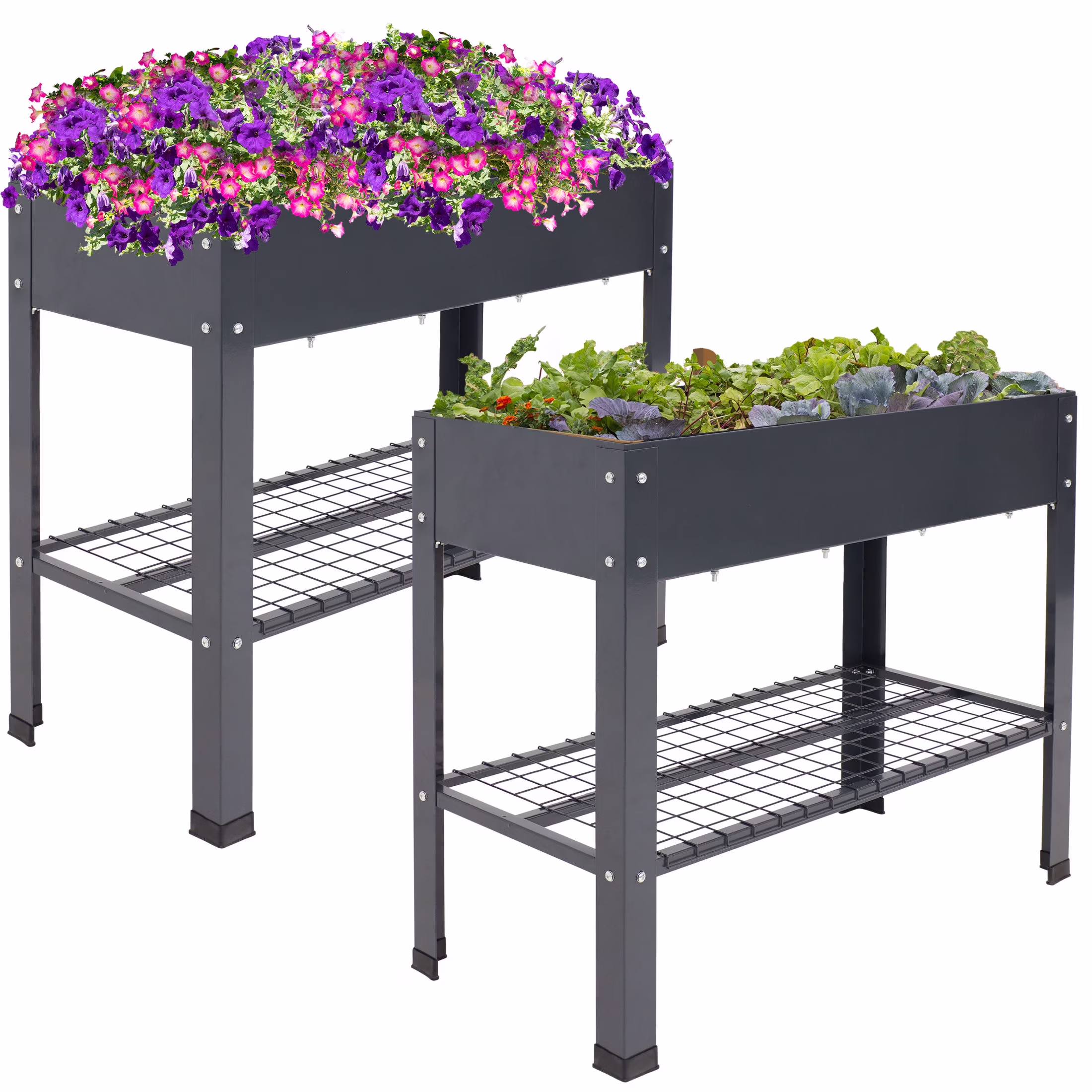 Sunnydaze 35.75" x 16" x 31.75" Black Galvanized Steel Raised Garden Bed, Set of 2 - image 4