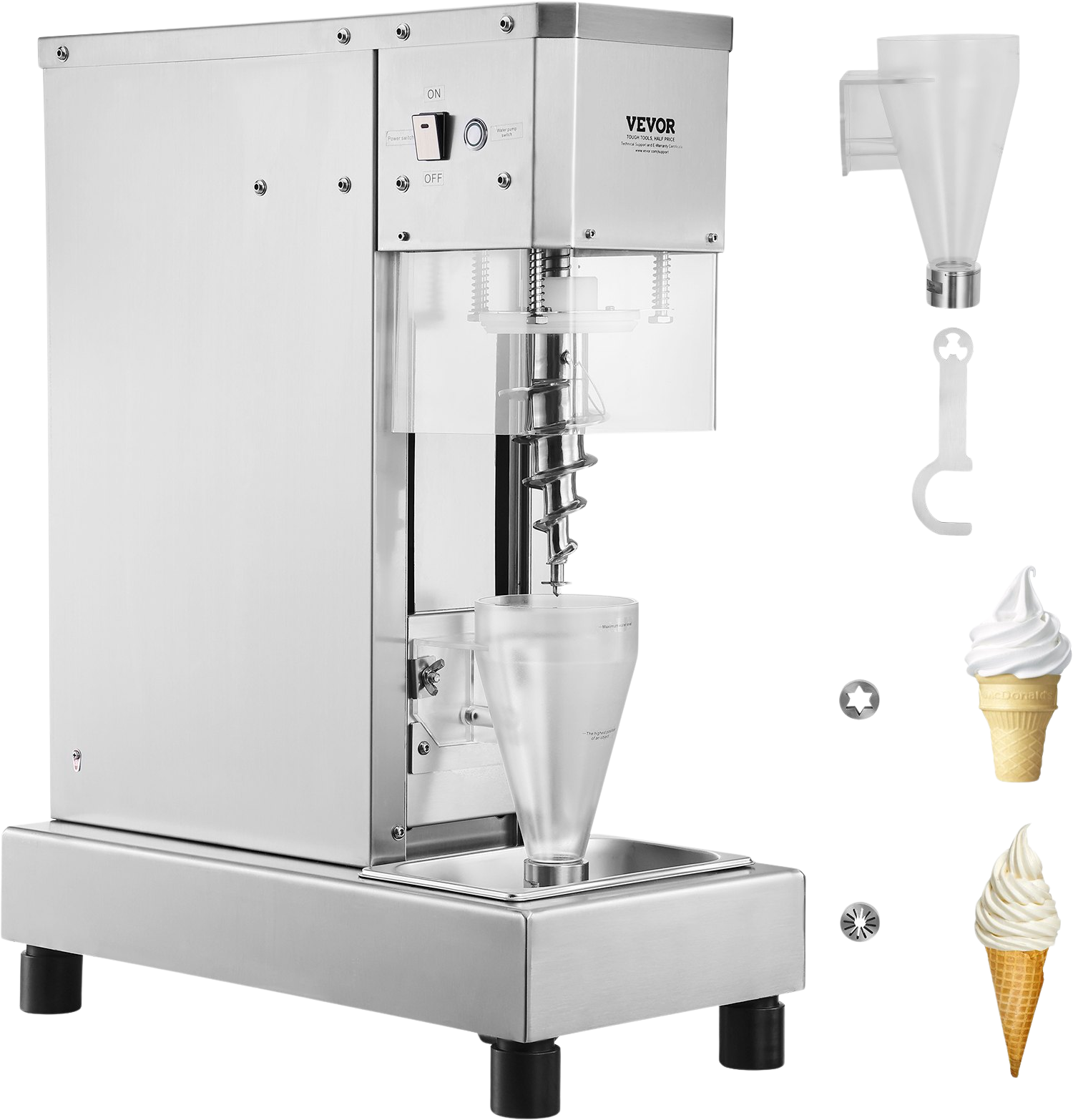750W Ice Cream Blender Machine - 304 Stainless Steel Milkshake Mixer with Dual Hoppers - product image 2