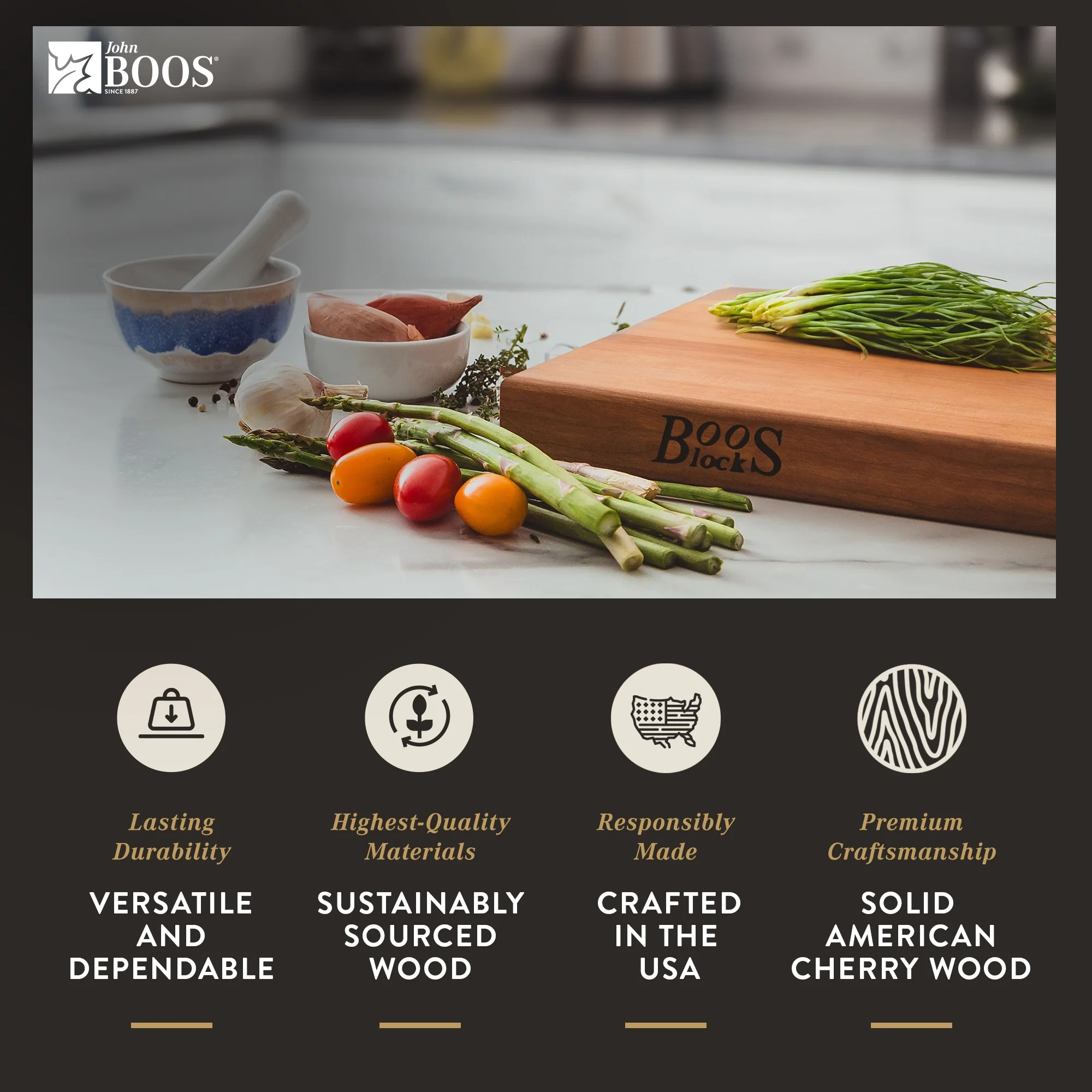 John Boos R-Board Reversible Wood Cutting Board, 18" x 12" x 1 1/2", Cherry - image 6