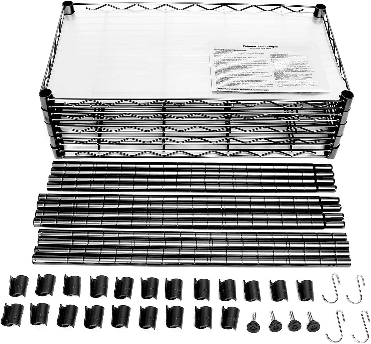 Vebreda 5-Tier Wire Shelving Unit, 21.7"L x 11.8"W x 59.1"H, Black - image 3