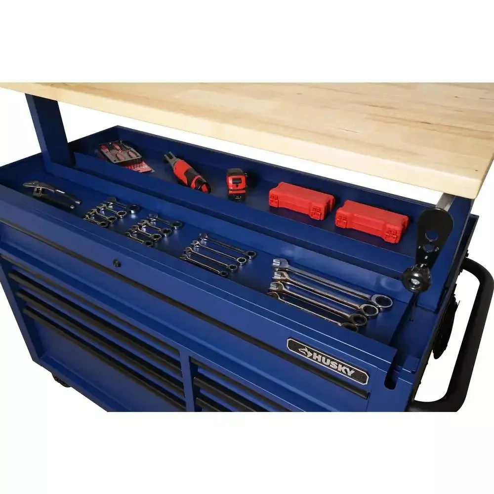 52-Inch 9-Drawer Mobile Workbench with Adjustable Height Wood Top, Heavy Duty Rolling Tool Cabinet - product image 10
