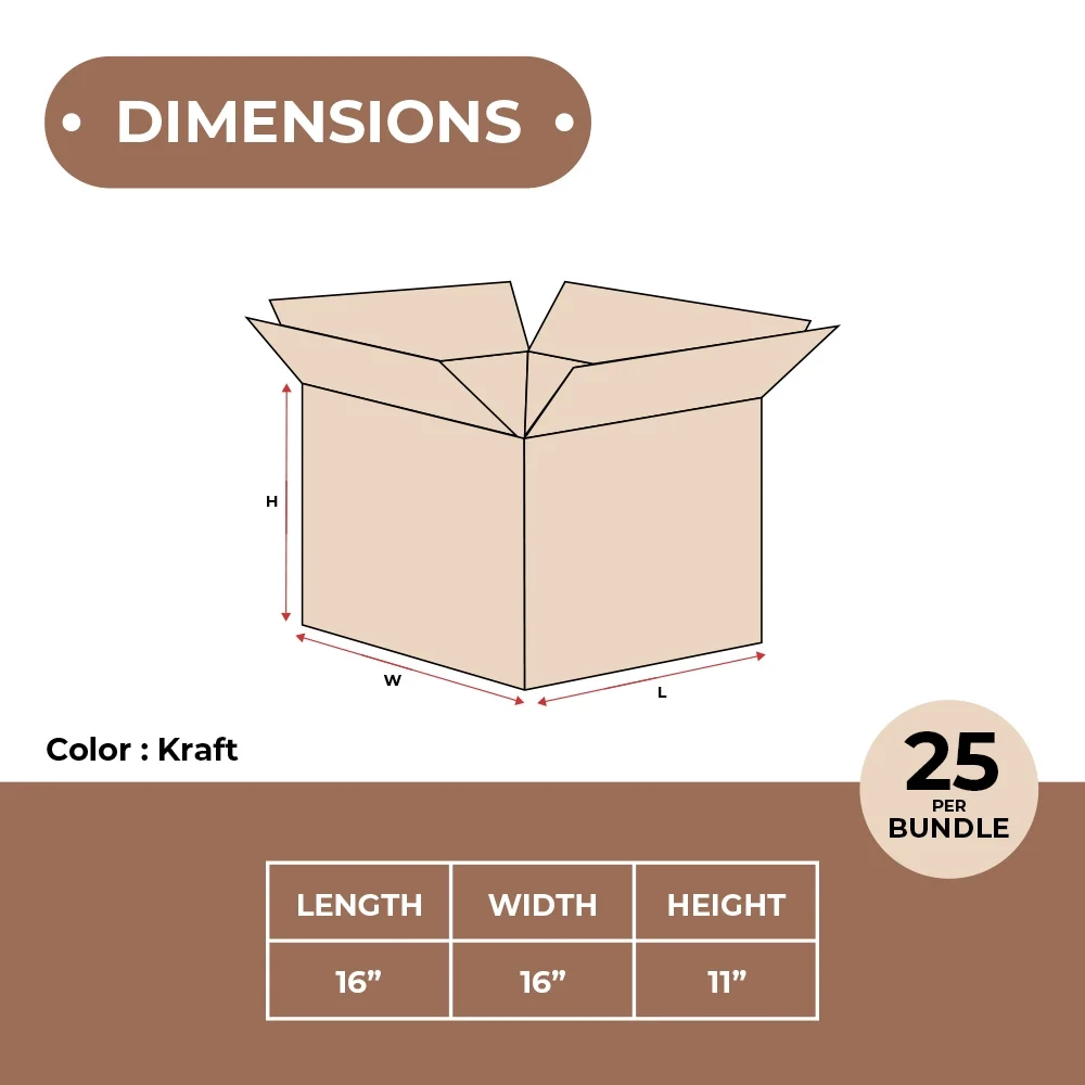Corrugated Boxes 16 x 16 x 11" ECT-32 Brown Shipping/Moving Boxes 25/Bundle - image 2