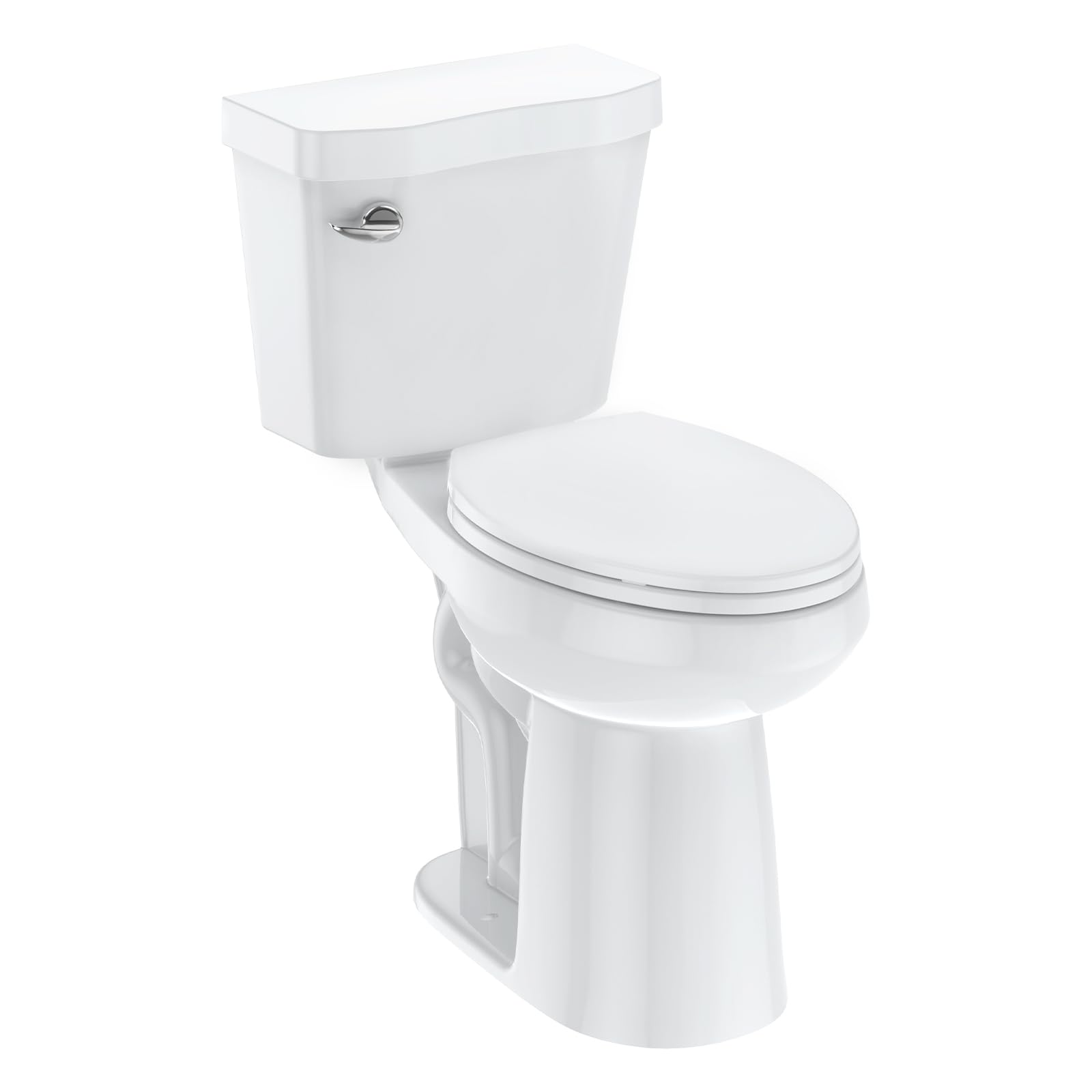 Elongated Two-Piece Toilet with Soft Close Seat - 1.28 GPF Siphonic Flush ADA Universal Height Cotton White - product image 2