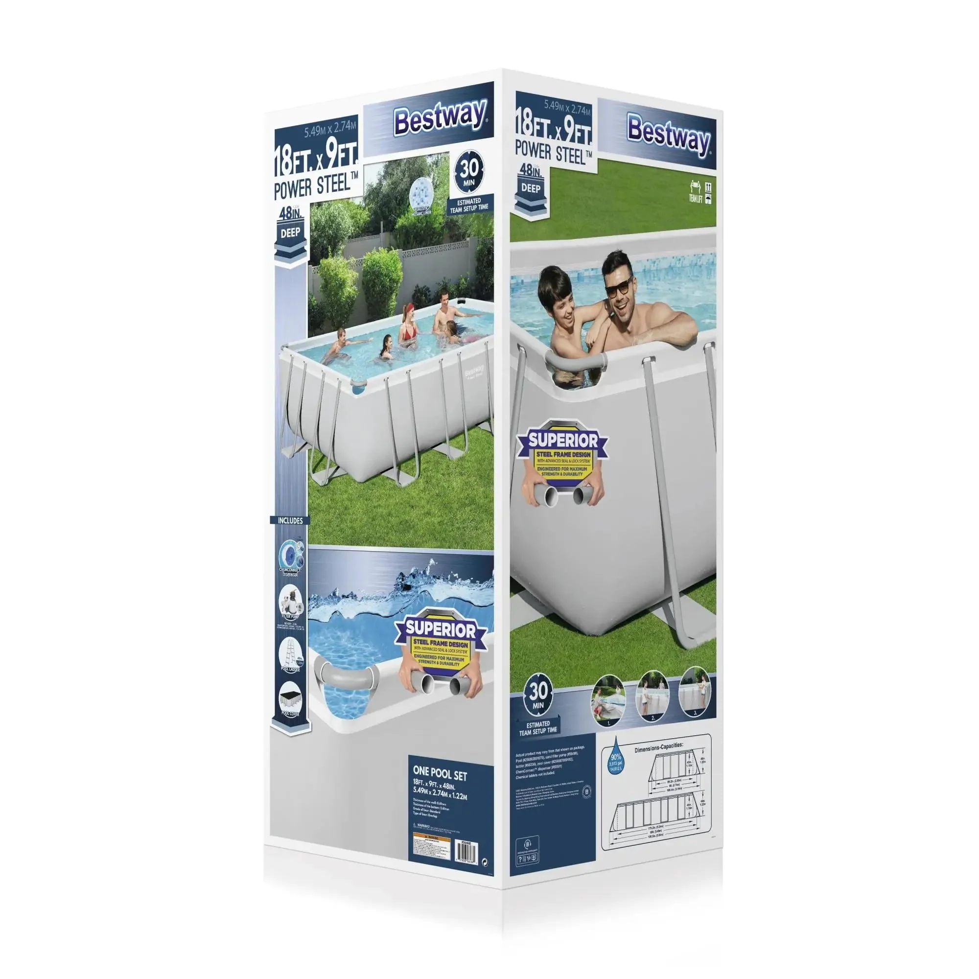 Bestway Power Steel 18' x 9' x 48" Rectangular Above Ground Pool Set - image 4