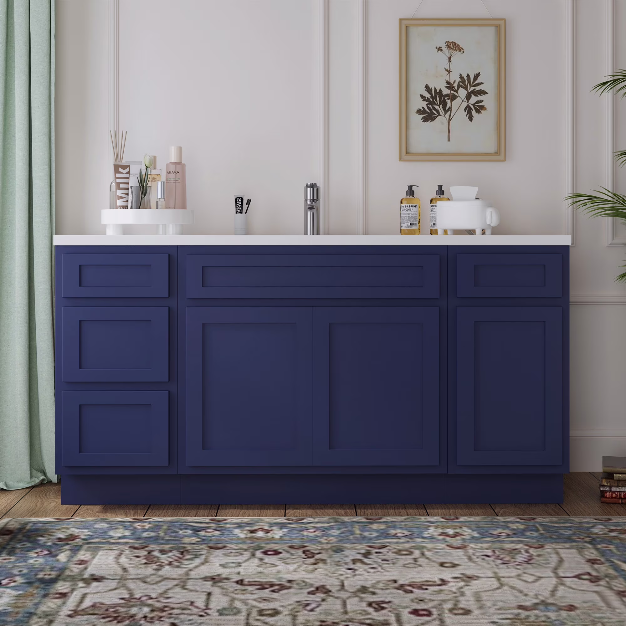 60 in. W x 21 in. D x 32.5 in. H Freestanding Bathroom Vanity Cabinet without Top in Smoky Gray - image 4