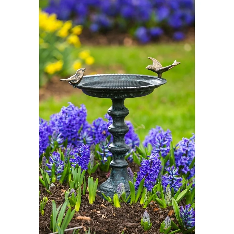 Evergreen Garden Cast Metal Bird Bath on Pedestal 20 x 19 x 15 Inches - image 2