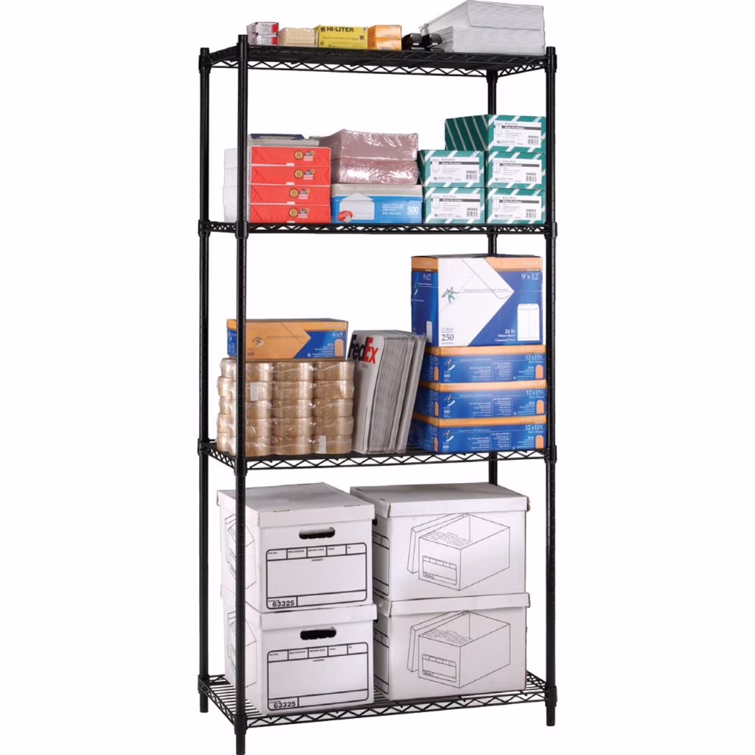 OFM Adjustable 24"W x 48"D x 72"H 4-Shelf Freestanding Shelves, Silver - image 3