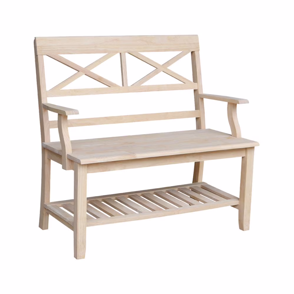 Double X-Back Bench With Arms and Shelf - image 1