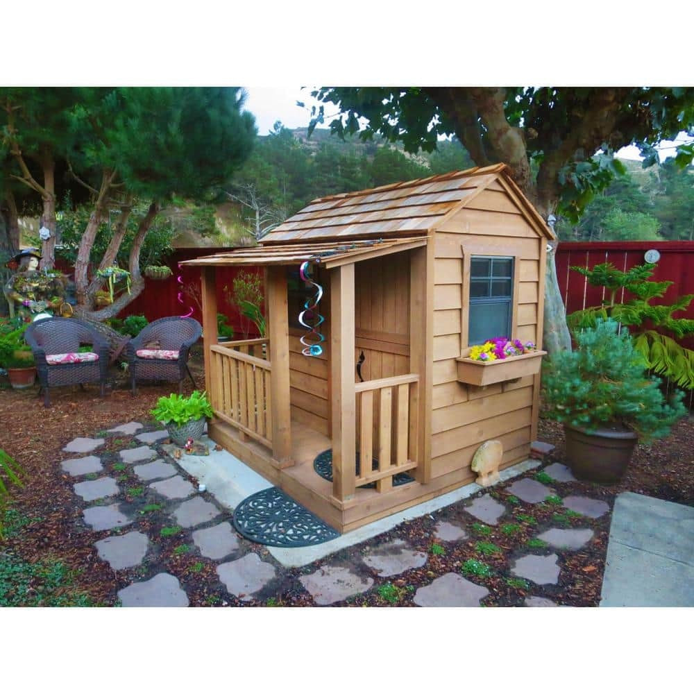 Little Squirt 6x6 ft Cedar Wooden Playhouse for Kids, Outdoor Backyard Playhouse with Dutch Door, Screened Windows & Floor Included - product image 6