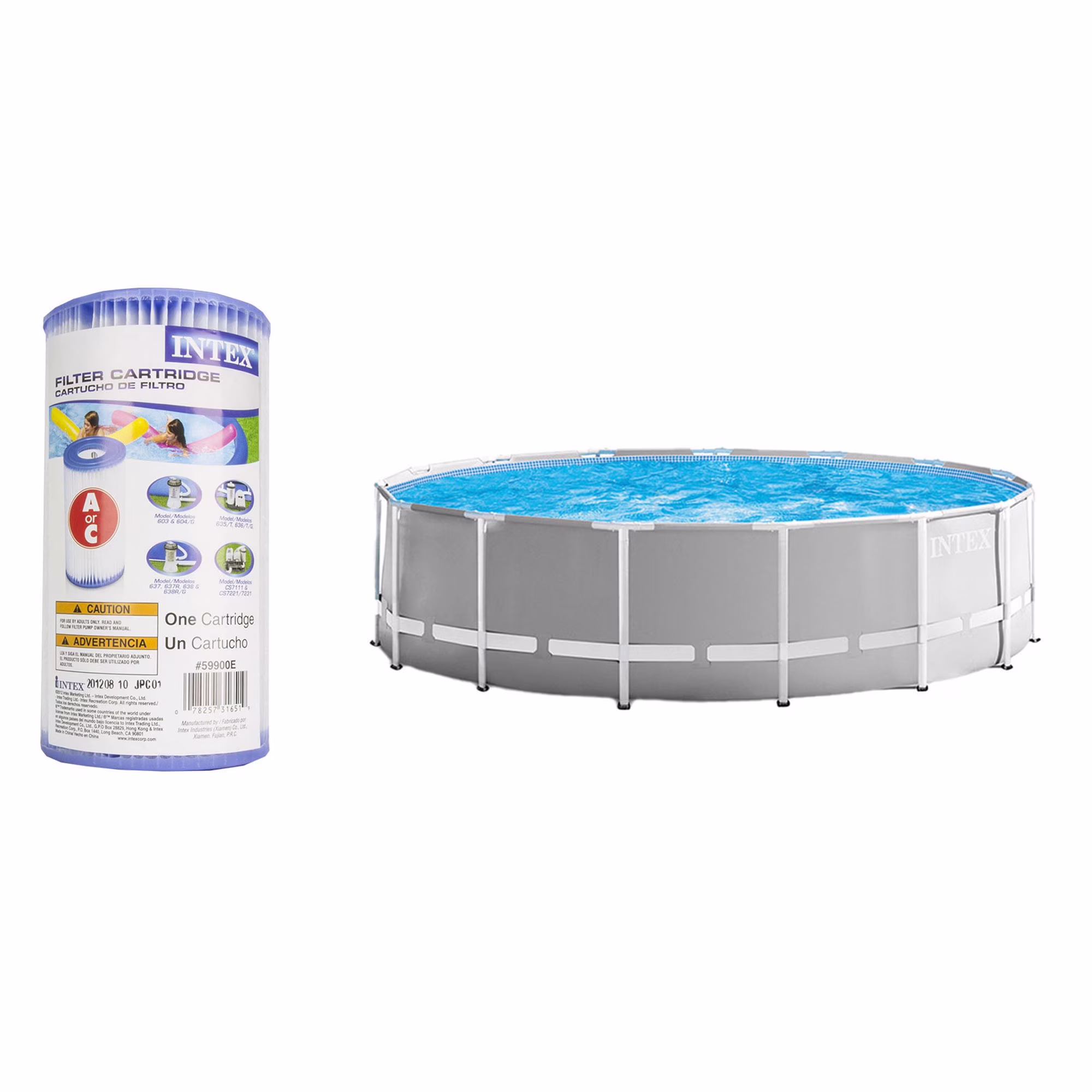 Intex 15ft x 15ft x 48in Above Ground Pool Set & Filter Pump Cartridge(6 Pack) - image 1