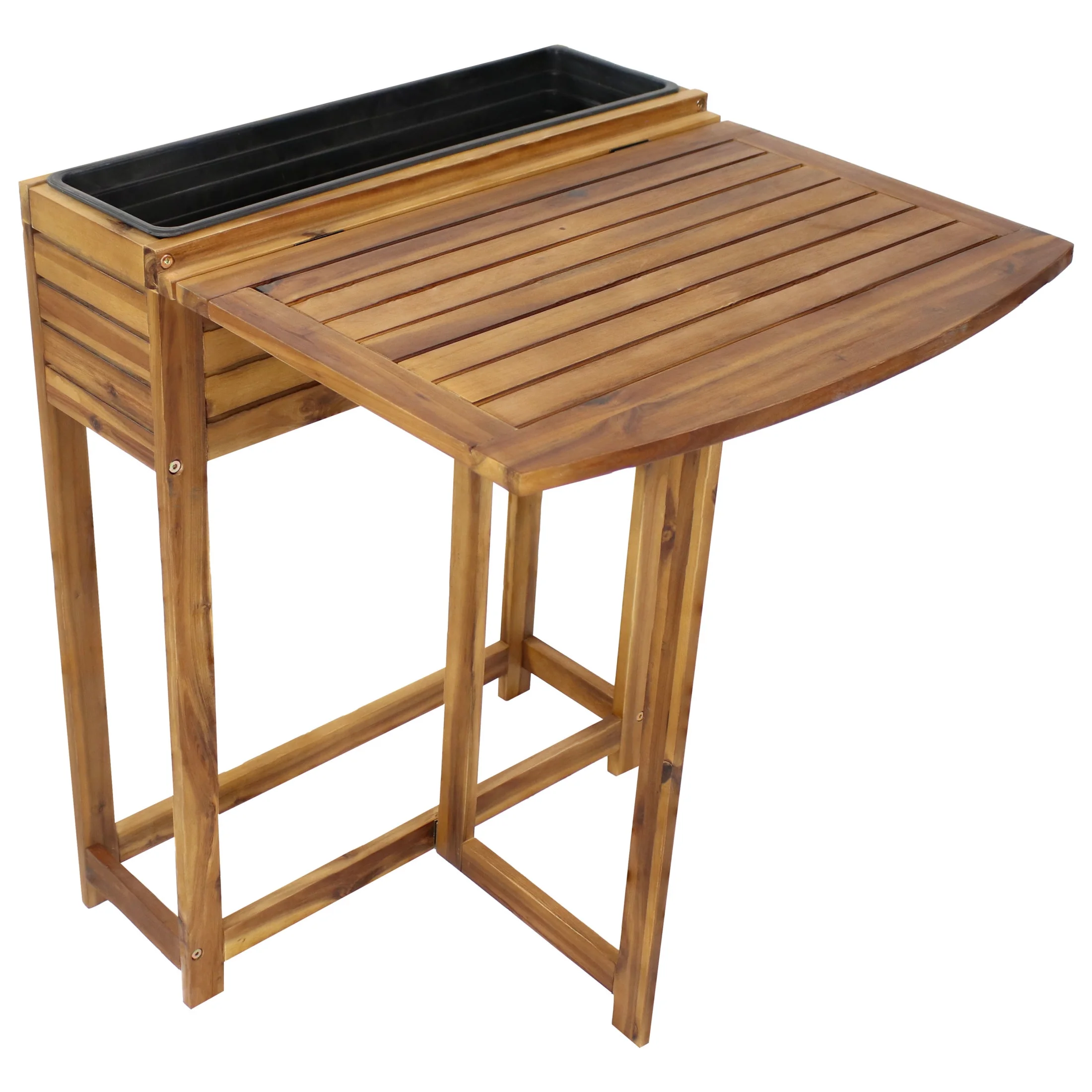 Sunnydaze 24.25" x 25" x 30.5" Natural Acacia Wood Rectangular Raised Garden Bed with Shelf - image 2
