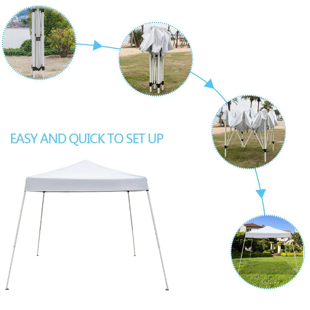 Zimtown 10ft x 10ft Base/8ft x 8ft Outdoor Pop up Tent Folding Gazebo Beach Canopy White - image 2