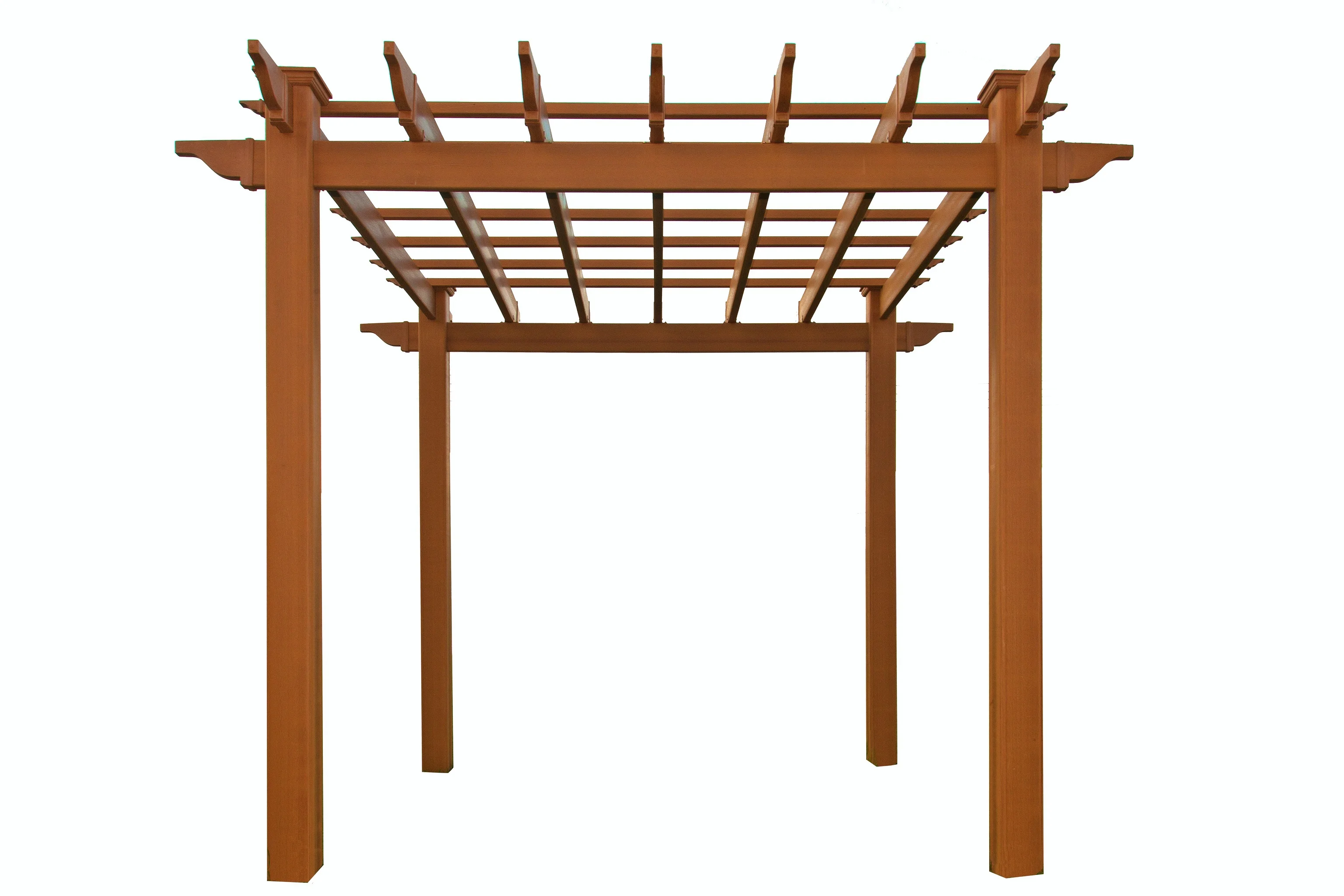 Vita 88"L x 88"W x 95"H Embossed Vinyl Lakewood Pergola, Brown, VA84044 - image 3