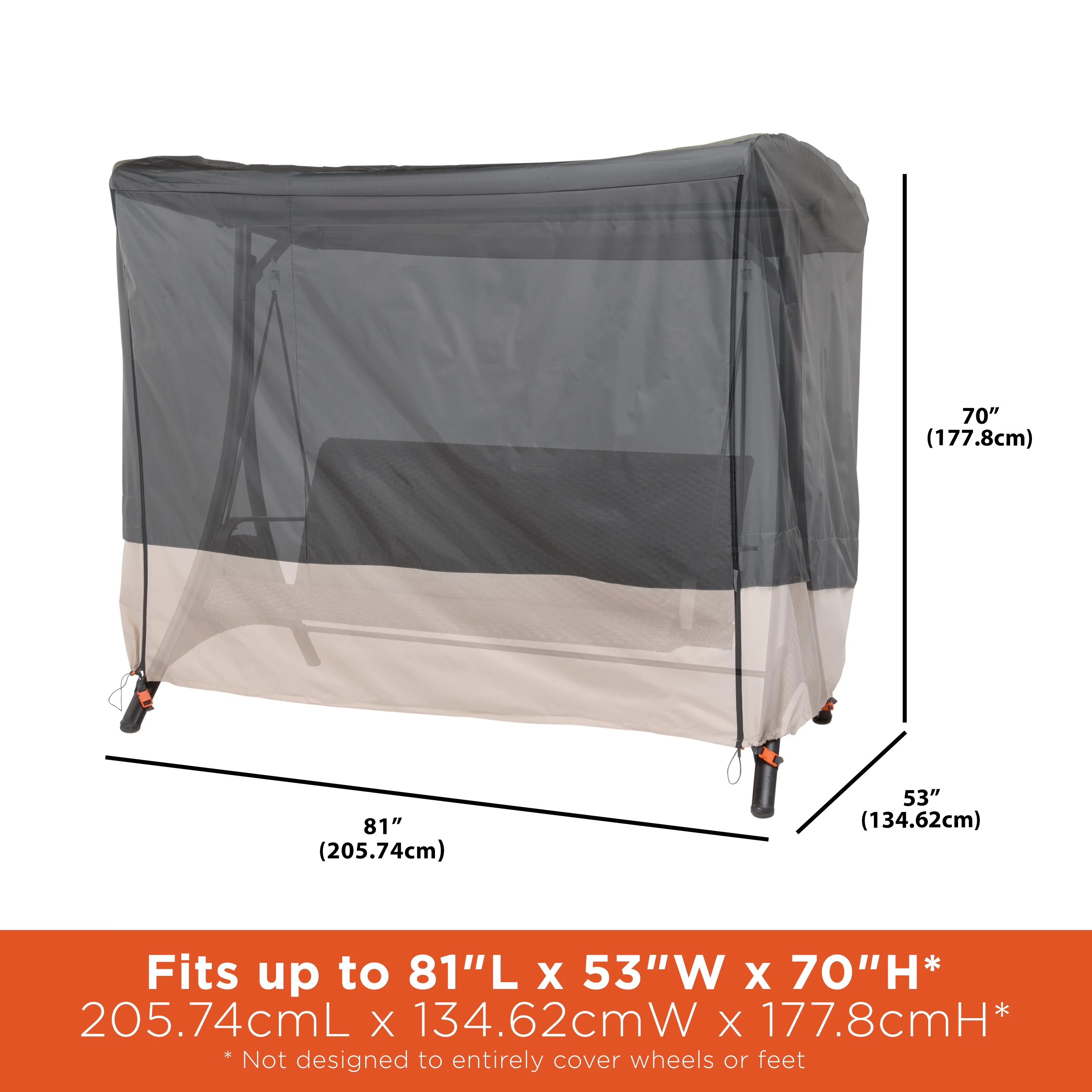 Modern Leisure Renaissance Patio Swing Cover, 81"L x 52"W x 70"H, Gray - image 2
