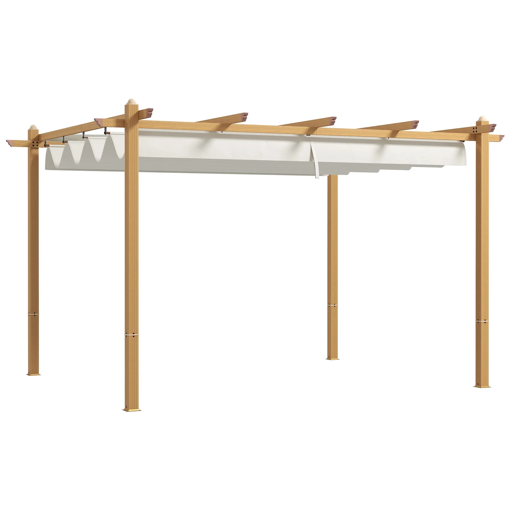 Outsunny 10' x 10' x 88.25" Cream White Aluminum Pergola, Retractable Canopy and Water-Resistant - image 2